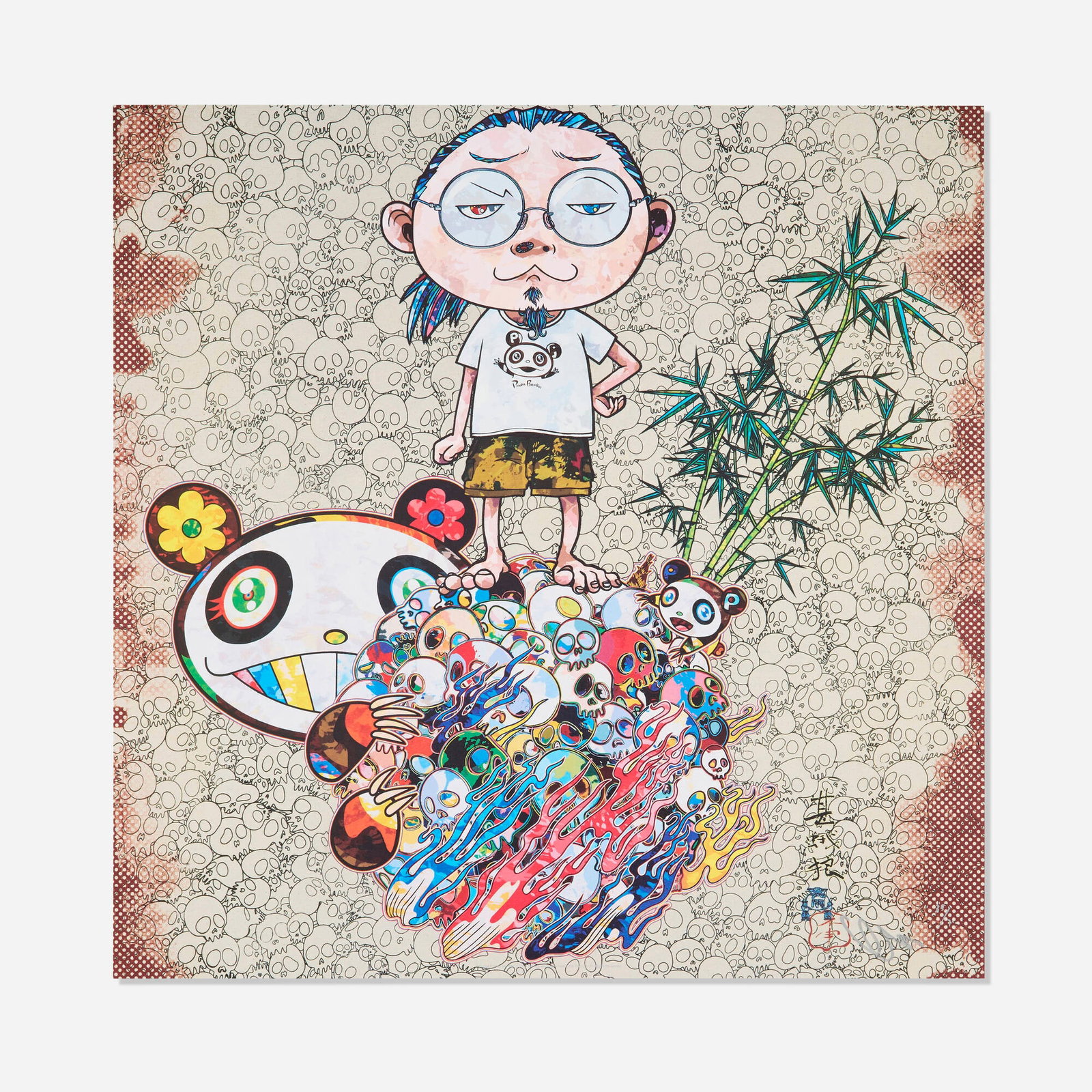 Takashi Murakami, Panda Family and Me: Takashi Murakami Panda Family and Me 2013 offset lithograph in colors 19.625 h x 19.625 w in (50 x 50 cm) Signed and numbered to lower right 'Takashi Murakami 35/300'. This work is number 35 from the 