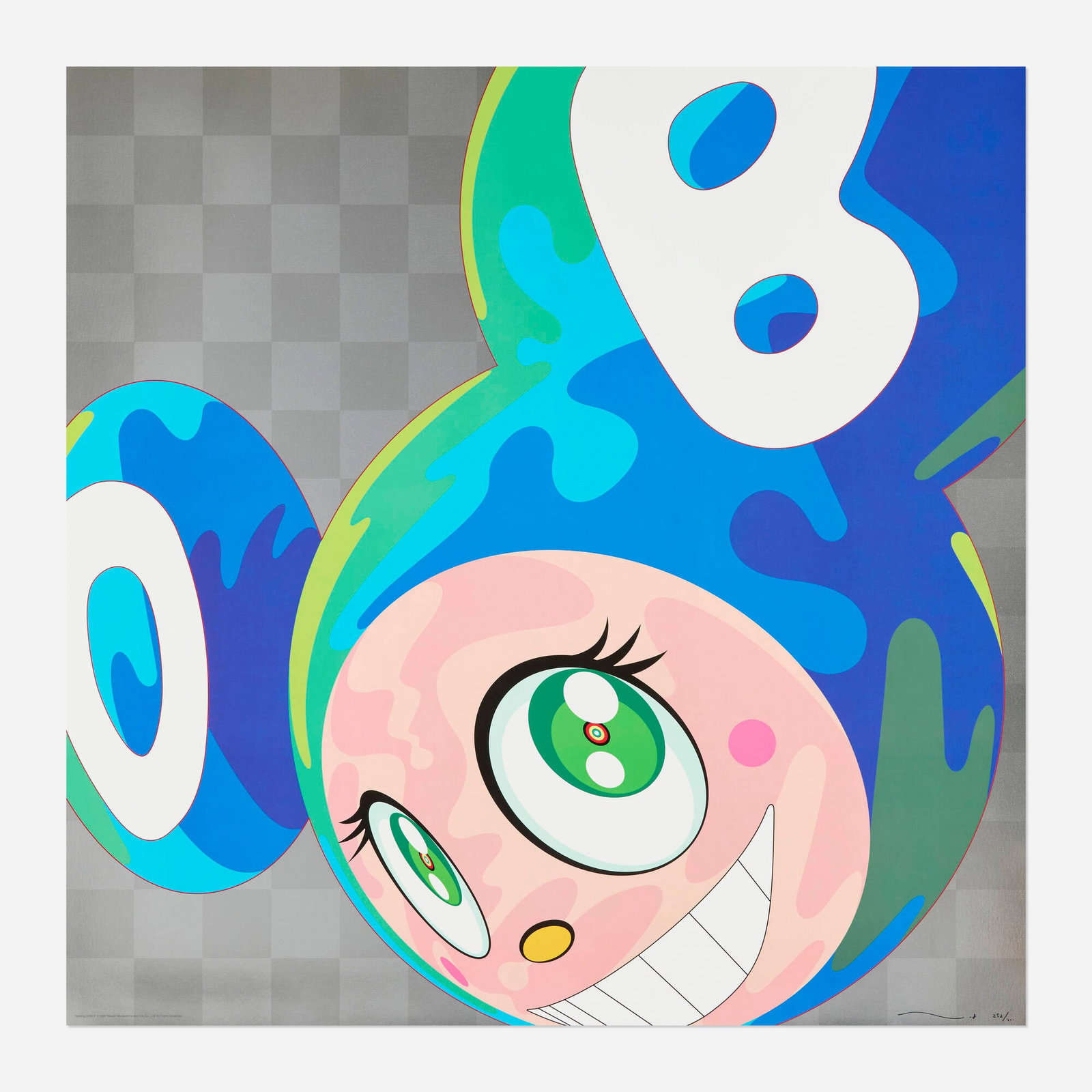 Takashi Murakami, Melting DOB A: Takashi Murakami Melting DOB A 1999 offset lithograph in colors 26.75 h x 26.75 w in (68 x 68 cm) Signed and numbered to lower right 'Takashi Murakami 252/300'. This work is number 252 from the editio