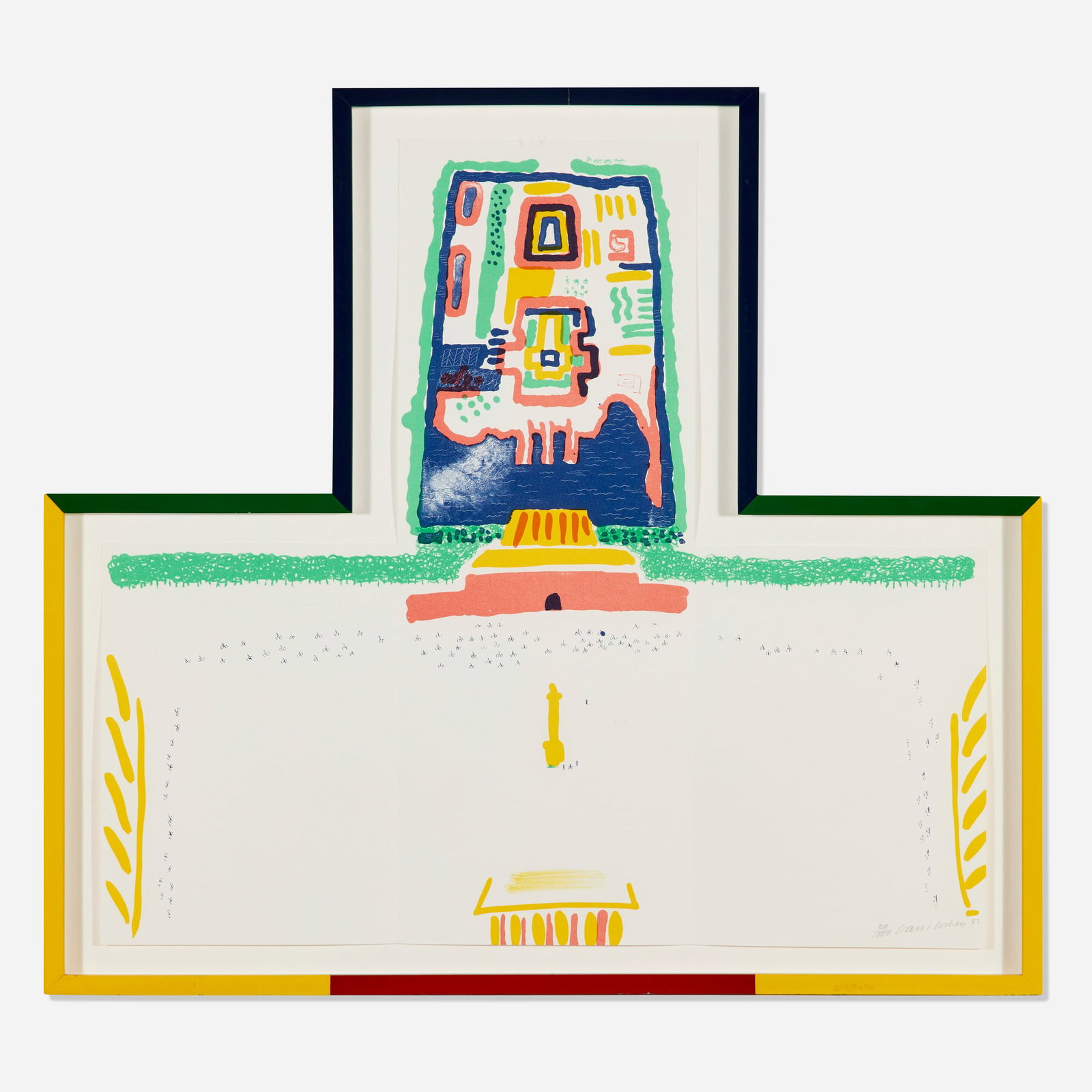 David Hockney, Red Square and the Forbidden City: David Hockney Red Square and the Forbidden City 1982 lithograph in colors on Somerset 19.5 h x 20.5 w in (50 x 52 cm) Signed, dated and numbered to lower right '910/1000 David Hockney 82'. This work