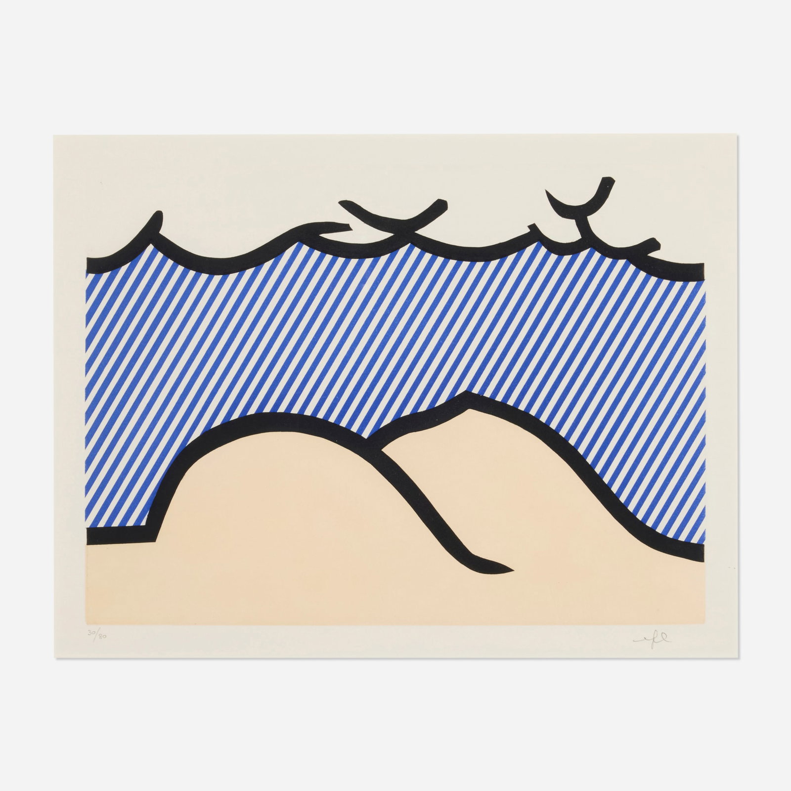 Roy Lichtenstein, Illustration for "De Denver au Montana, Depart 27 Mai 1972" (I): Roy Lichtenstein Illustration for "De Denver au Montana, Depart 27 Mai 1972" (I) (from La Nouvelle Chute de l'Amerique) 1992 etching and aquatint in colors on Japan nacre paper 11 h x 14.875 w in (28