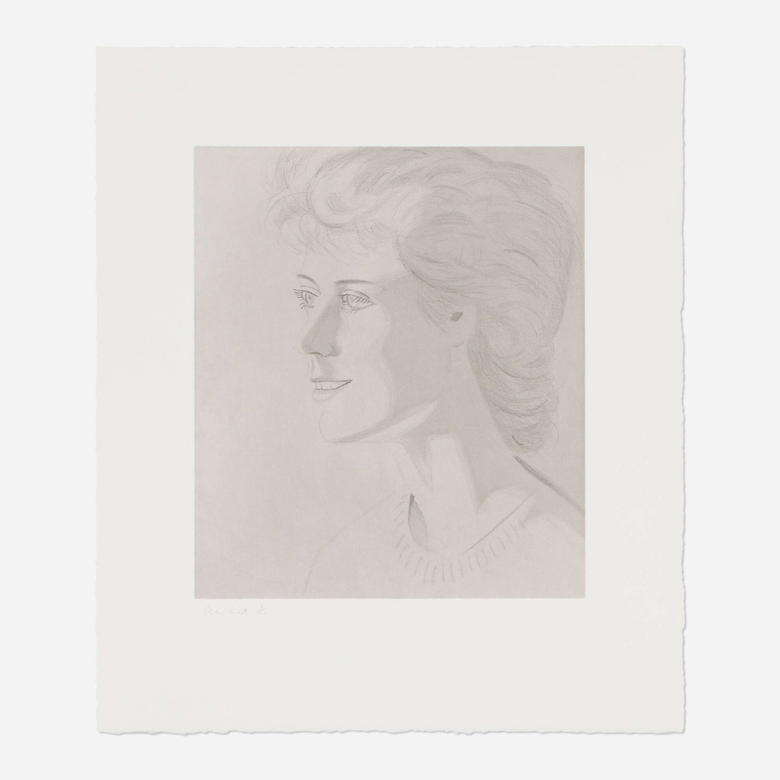 Alex Katz, Annabel (from the Give Me Tomorrow portfolio): Alex Katz Annabel (from the Give Me Tomorrow portfolio) 1984 etching and aquatint on Hahnemule image: 12 h x 10.375 w in (30 x 26 cm) sheet: 18.125 h x 15.625 w in (46 x 40 cm) Signed and numbered to