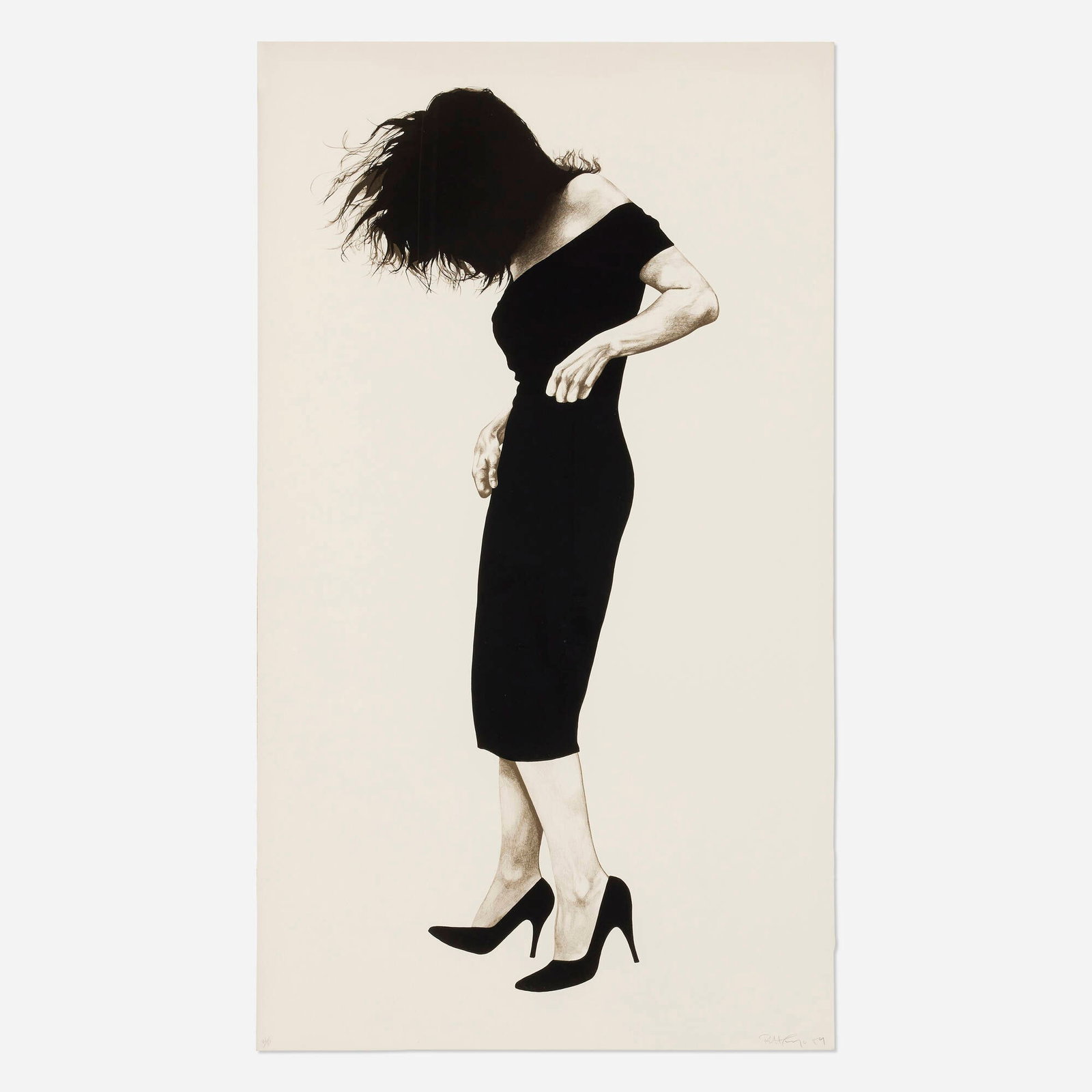 Robert Longo, Gretchen (from the Men in the Cities series): Robert Longo Gretchen (from the Men in the Cities series) 1984 lithograph on Arches image: 61 h x 25 w in (155 x 63 cm) sheet: 69 h x 39 w in (175 x 99 cm) Signed, dated and numbered to lower edge