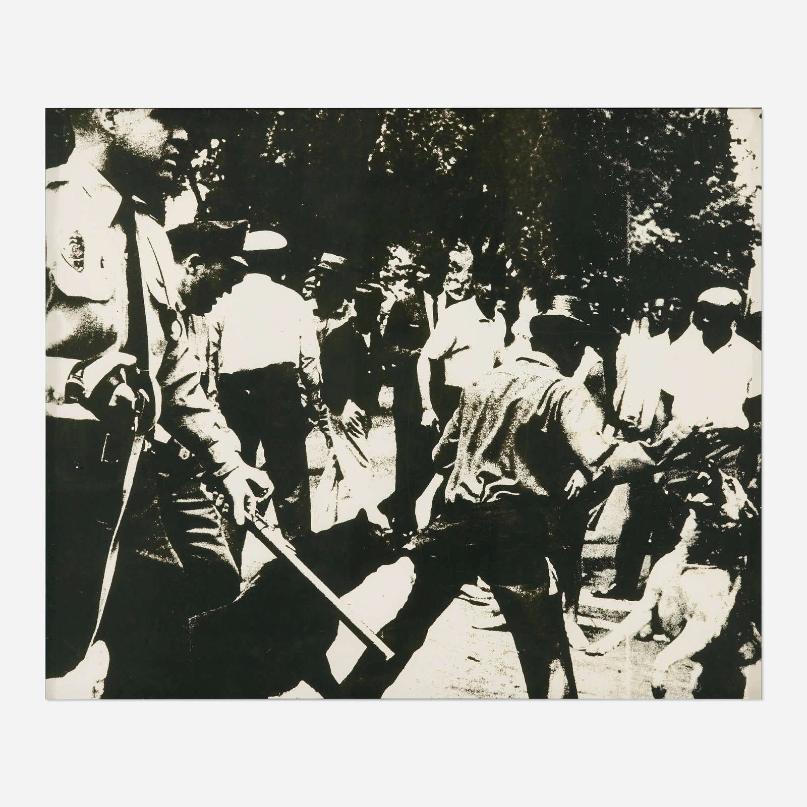 Andy Warhol, Birmingham Race Riot (from the X + X (Ten Works by Ten Painters) portfolio): Andy Warhol Birmingham Race Riot (from the X + X (Ten Works by Ten Painters) portfolio) 1964 screenprint 20 h x 24 w in (51 x 61 cm) This work is from the edition of 500 co-printed by Ives-Sillman, In