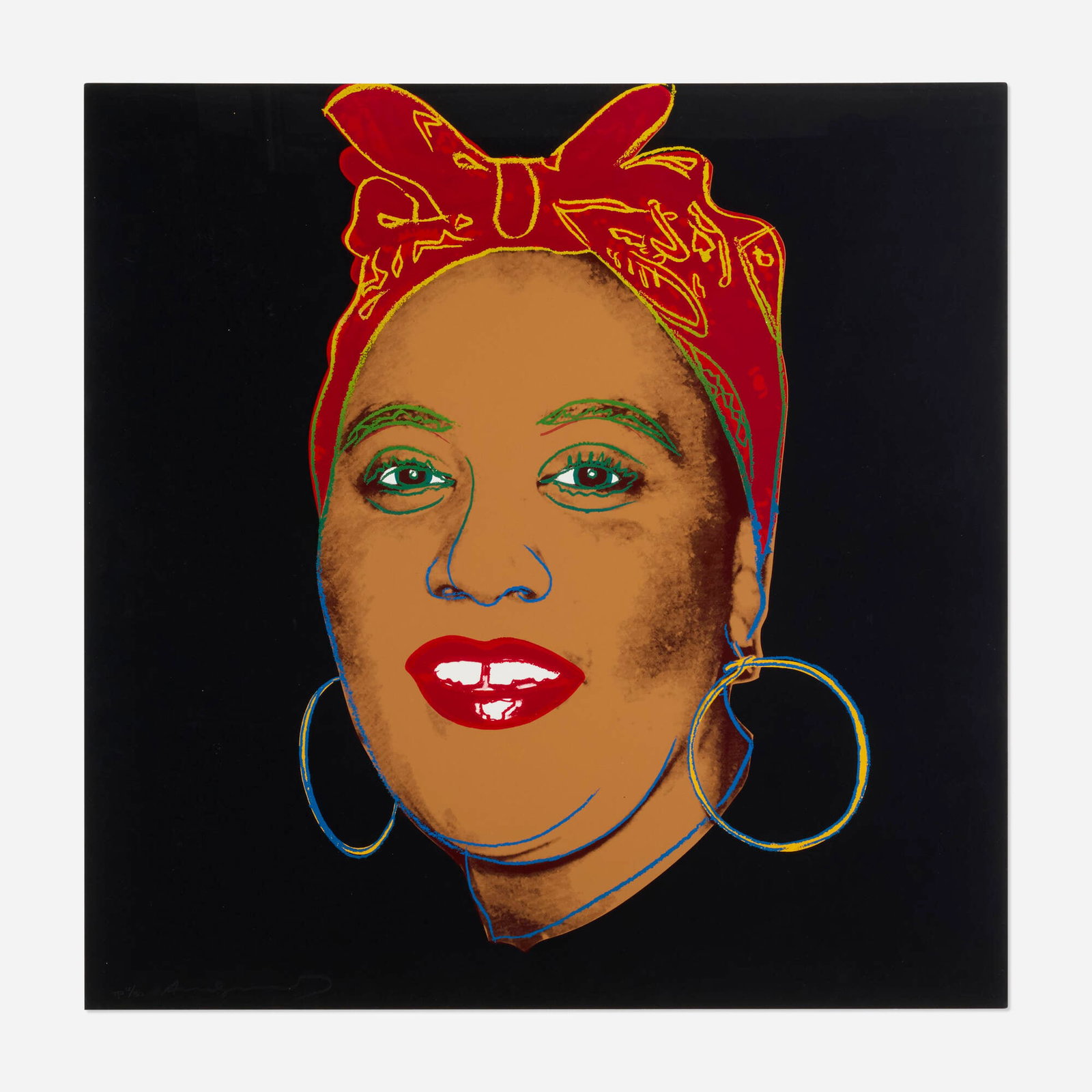 Andy Warhol, Mammy (from the Myths series): Andy Warhol Mammy (from the Myths series) 1981 screenprint in colors with diamond dust on Lenox Museum Board 38 h x 38 w in (97 x 97 cm) Signed and numbered to lower left 'TP 12/30 Andy