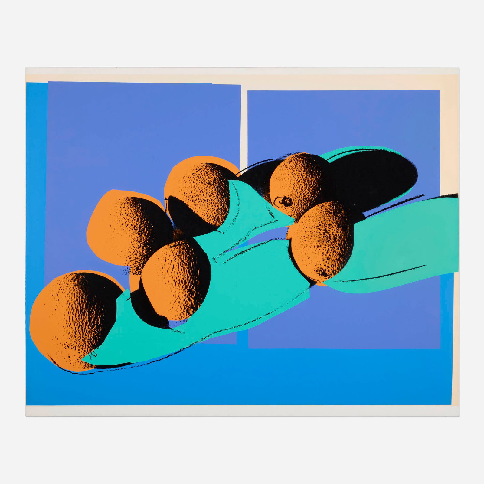 Andy Warhol, Cantaloupes I (from the Space Fruit: Still Lifes portfolio): Andy Warhol Cantaloupes I (from the Space Fruit: Still Lifes portfolio) 1979 screenprint in colors on Lenox Museum Board 32.25 h x 40.125 w in (82 x 102 cm) Inscribed to verso 'A183.091'