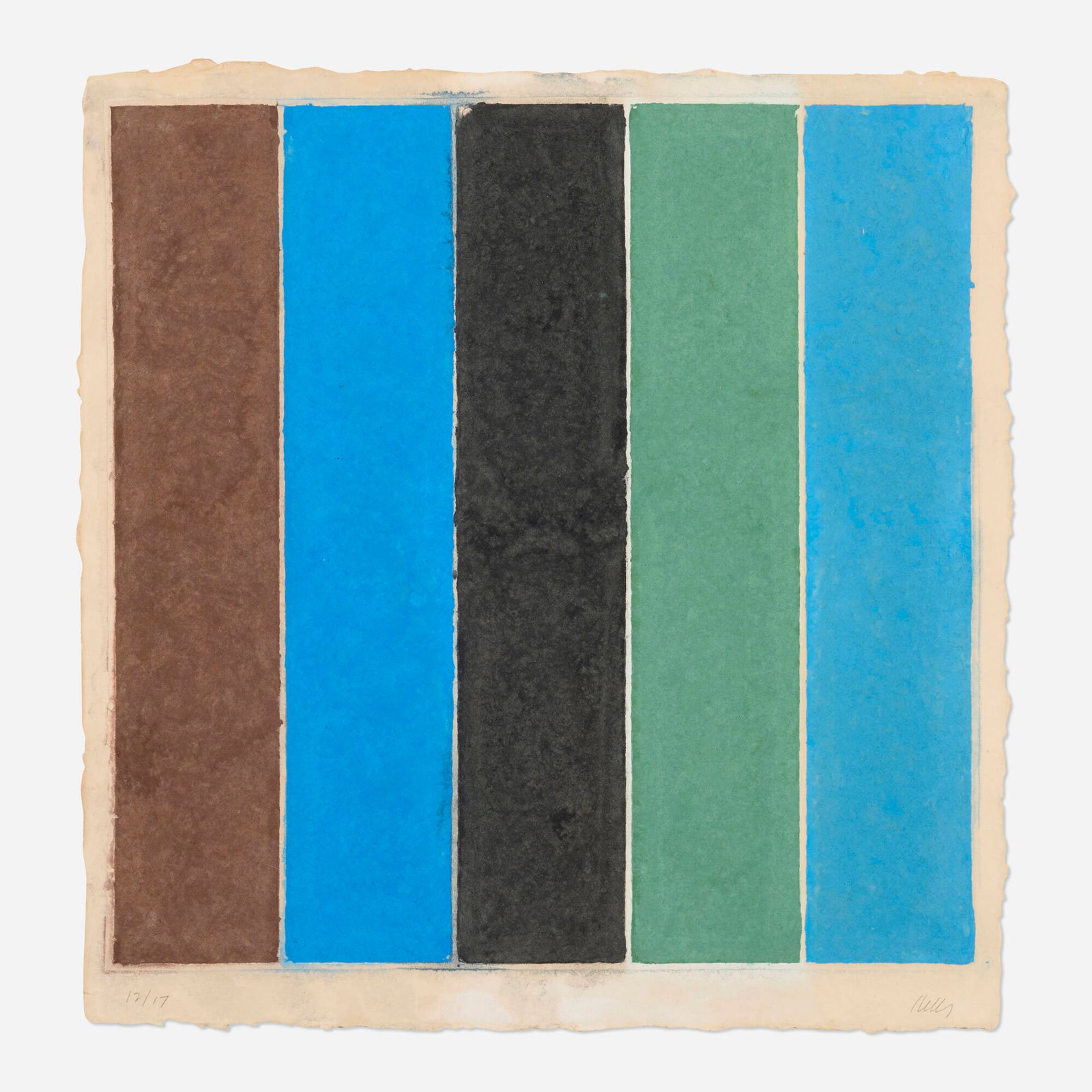 Ellsworth Kelly, Colored Paper Image XIX (Brown Blue Black Green Violet): Ellsworth Kelly Colored Paper Image XIX (Brown Blue Black Green Violet) 1976 colored and pressed paper pulp image: 29 h x 29 w in (74 x 74 cm) sheet: 32.25 h x 31.25 w in (82 x 79 cm) Signed and