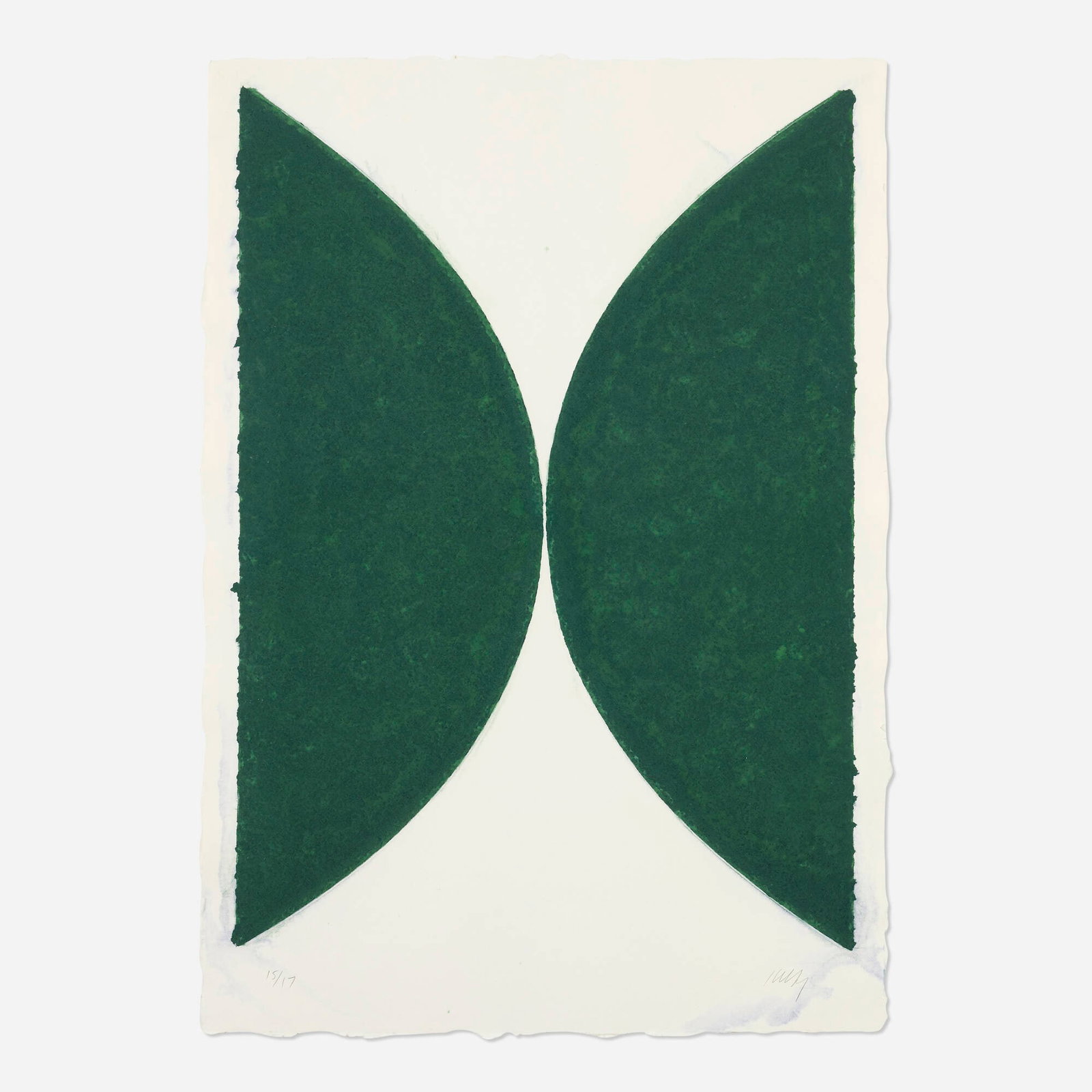 Ellsworth Kelly, Colored Paper Image II (Dark Green Curves): Ellsworth Kelly Colored Paper Image II (Dark Green Curves) 1976 colored and pressed paper pulp image: 40.5 h x 29 w in (103 x 74 cm) sheet: 46 h x 32.5 w in (117 x 83 cm) Signed and numbered to lower