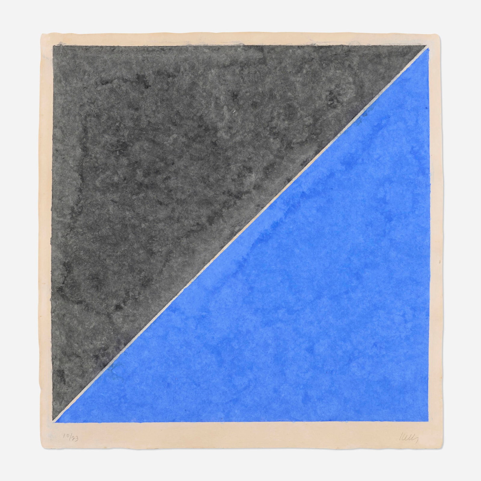 Ellsworth Kelly, Colored Paper Image XV (Dark Gray and Blue): Ellsworth Kelly Colored Paper Image XV (Dark Gray and Blue) 1976 colored and pressed paper pulp image: 29 h x 29 w in (74 x 74 cm) sheet: 32 h x 30.875 w in (81 x 78 cm) Signed and numbered to lower