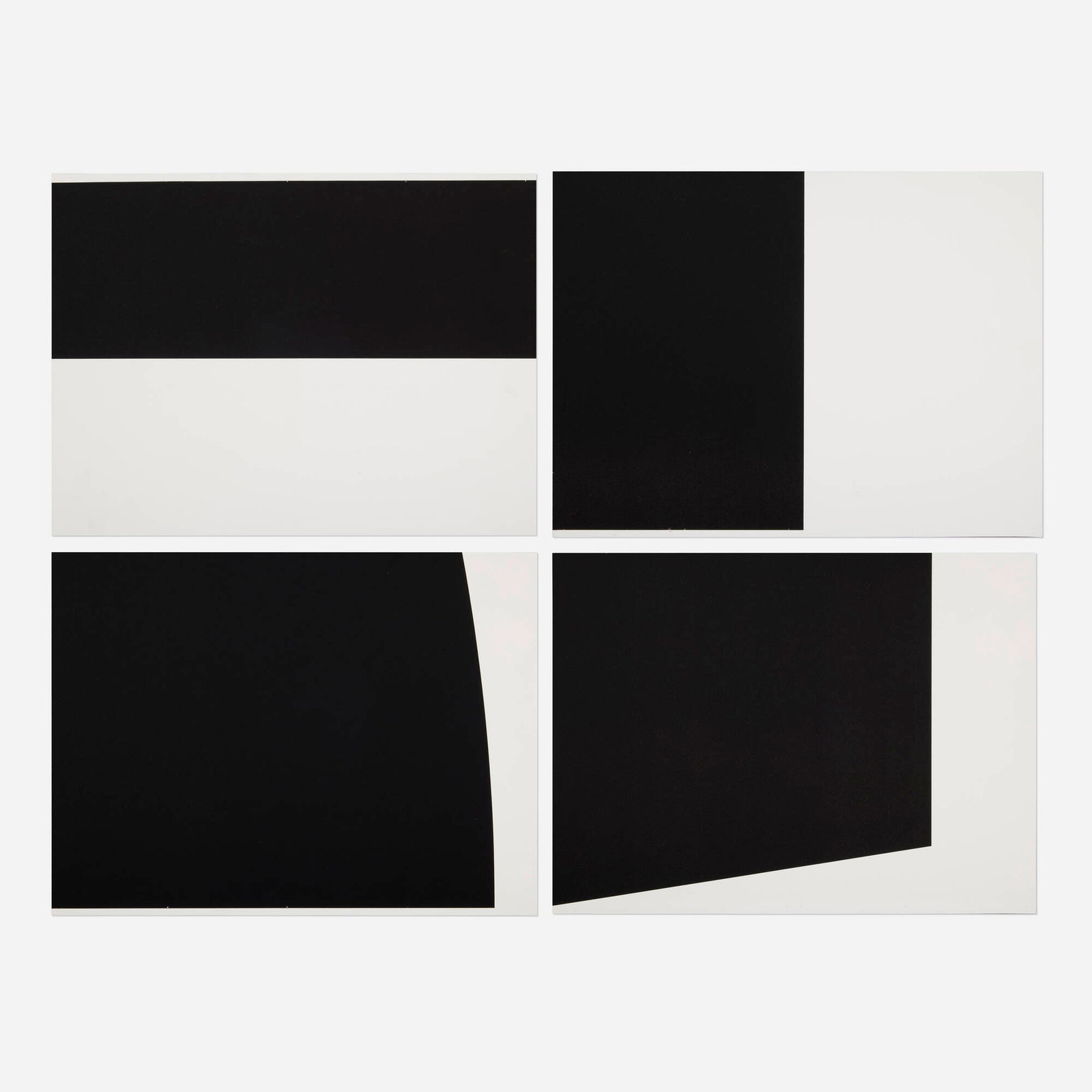 Ellsworth Kelly, Four works from Un coup de des jamais n'abolira le hasard (by Stephane Mallarme): Ellsworth Kelly Four works from Un coup de des jamais n'abolira le hasard (by Stephane Mallarme) 1992 lithograph on Velin BFK Rives 17.125 h x 12.75 w in (43 x 32 cm) These works are from the edition