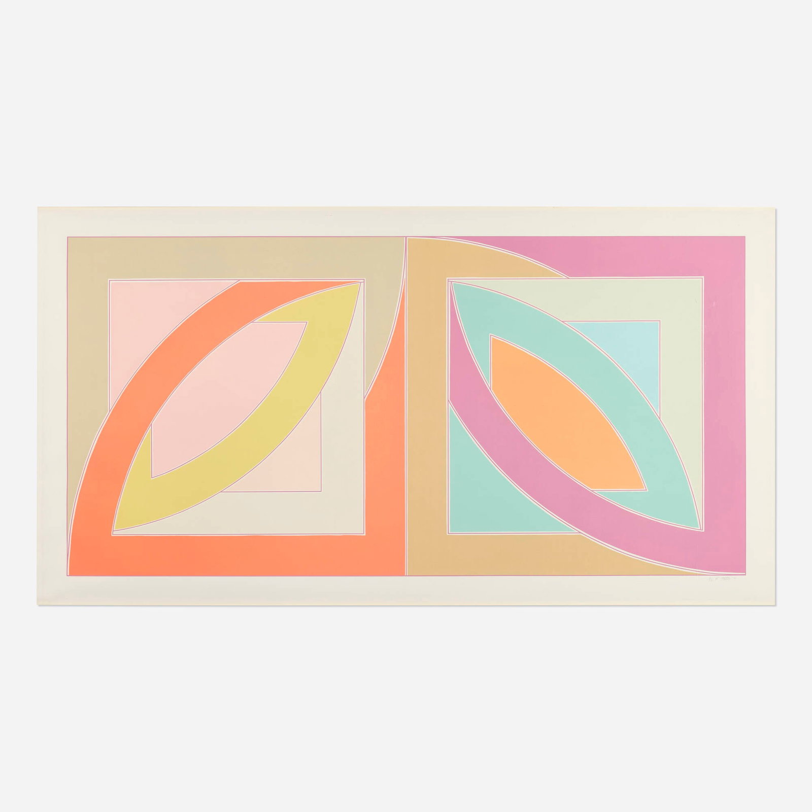 Frank Stella, Bonne Bay (from the Newfoundland series): Frank Stella Bonne Bay (from the Newfoundland series) 1971 lithograph and screenprint in colors on Special Arjomari image: 32 h x 64 w in (81 x 163 cm) sheet: 38 h x 70 w in (97 x 178 cm) Signed,
