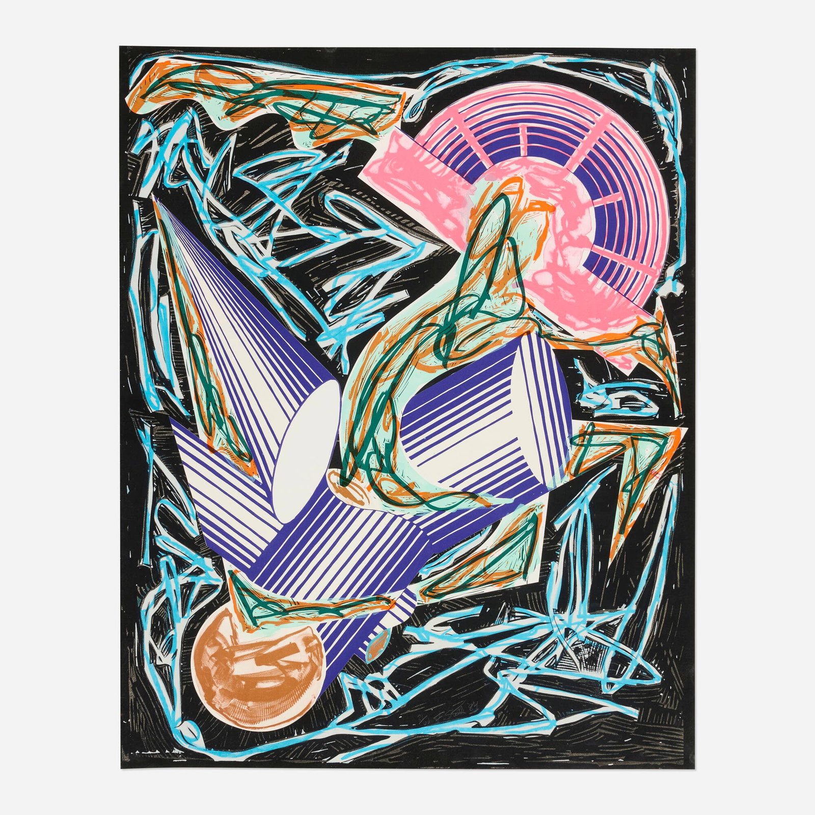 Frank Stella, Had Gadya: Front Cover, Illustrations After El Lissitzky's Had Gadya: Frank Stella Had Gadya: Front Cover, Illustrations After El Lissitzky's Had Gadya 1984 lithograph, linocut, and screenprint in colors with hand-coloring and collage on T.H. Saunders 42.5 h x 33.75 w