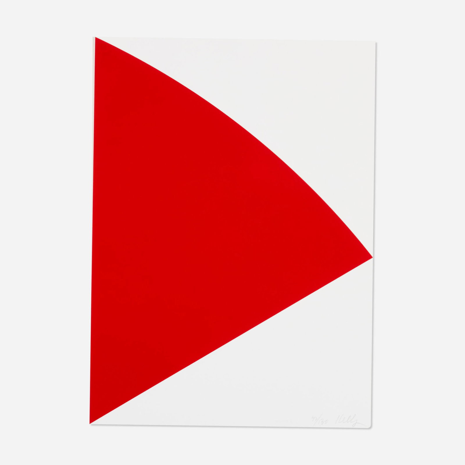Ellsworth Kelly, Red Curve (For Joel): Ellsworth Kelly Red Curve (For Joel) 1993 lithograph in colors on Arches 88 22 h x 16 w in (56 x 41 cm) Signed and numbered to lower right '42/130 Kelly'. This work is number 42 from the