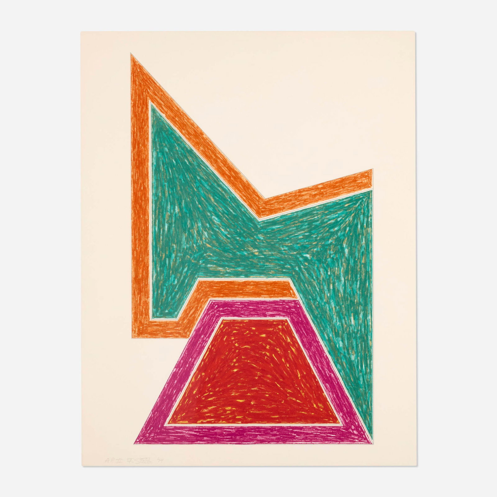 Frank Stella, Wolfeboro (from the Eccentric Polygons series): Frank Stella Wolfeboro (from the Eccentric Polygons series) 1974 lithograph and screenprint in colors on Arches image: 20 h x 12.375 w in (51 x 31 cm) sheet: 22.125 h x 17.125 w in (56 x 43 cm)