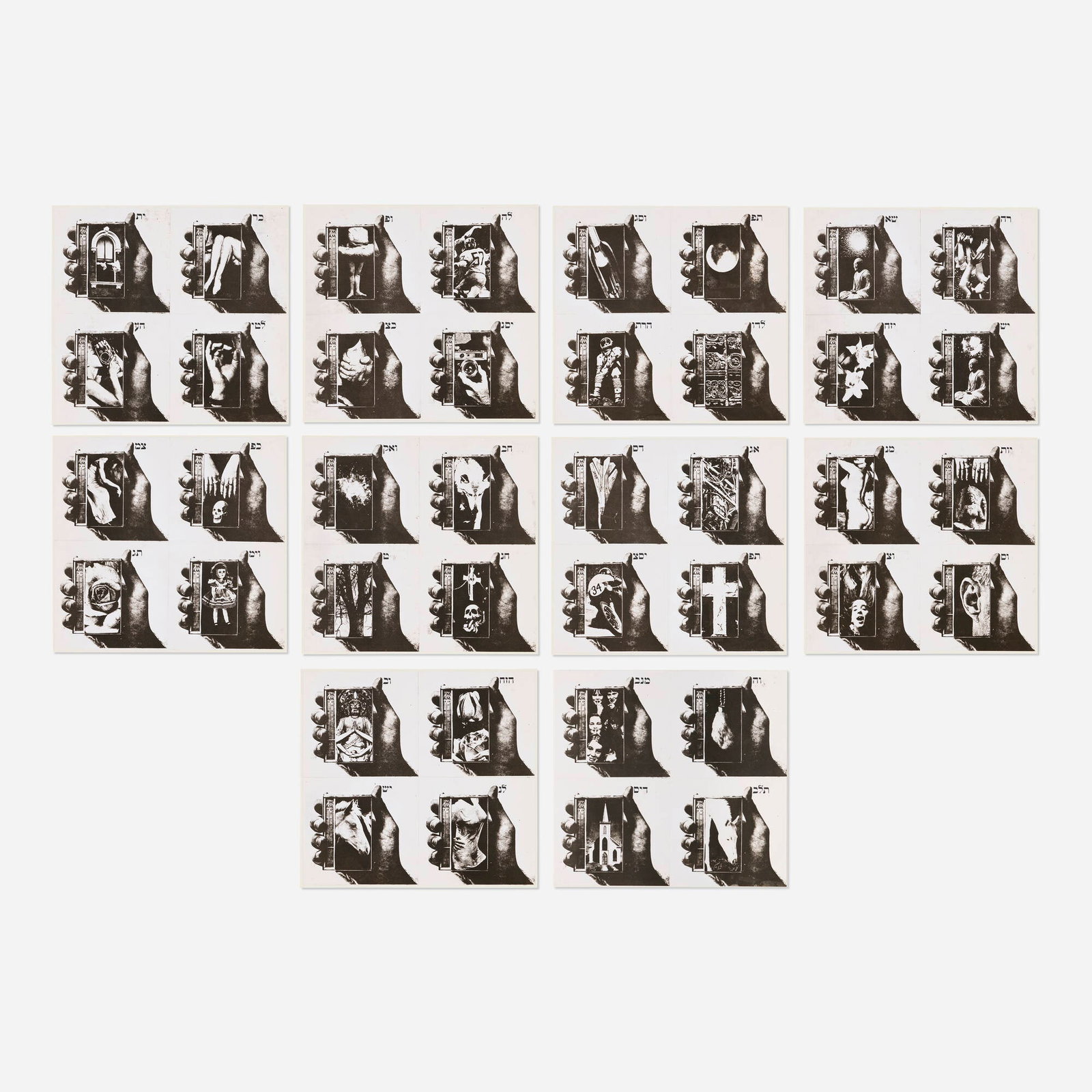 Wallace Berman, Radio/Aether Series 1966/1974: Wallace Berman Radio/Aether Series 1966/1974 1974 offset lithograph on Starwhite cover mounted on Gemini ragboard sheet (each): 12 h x 12.875 w in (30 x 33 cm) board (each): 12.25 h x 13.25 w in (31