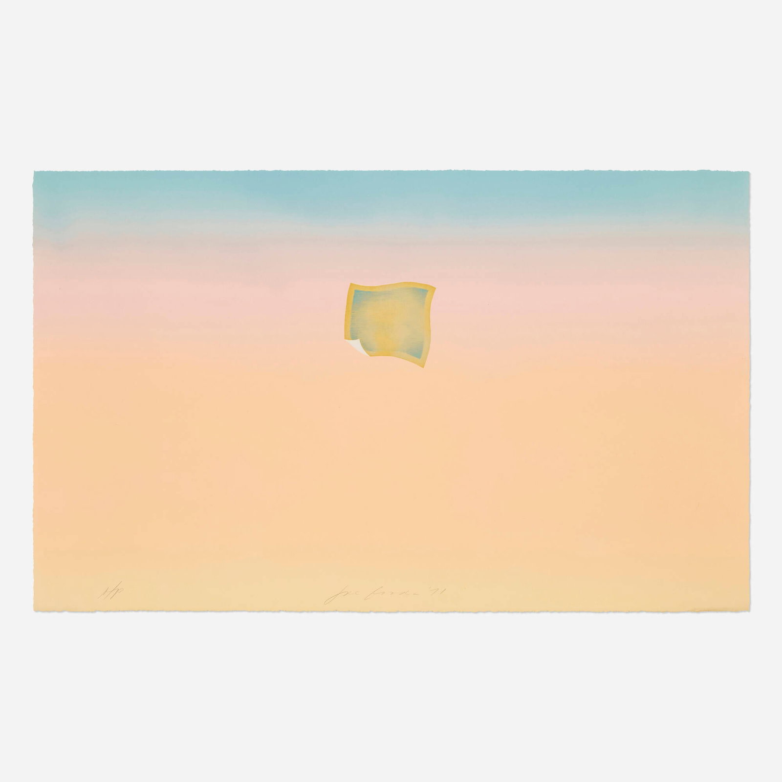 Joe Goode, Untitled: Joe Goode Untitled 1971 lithograph and screenprint in colors on Copperplate Deluxe 18 h x 29 w in (46 x 74 cm) Signed, dated, and numbered to lower edge 'AP Joe Goode '71' with