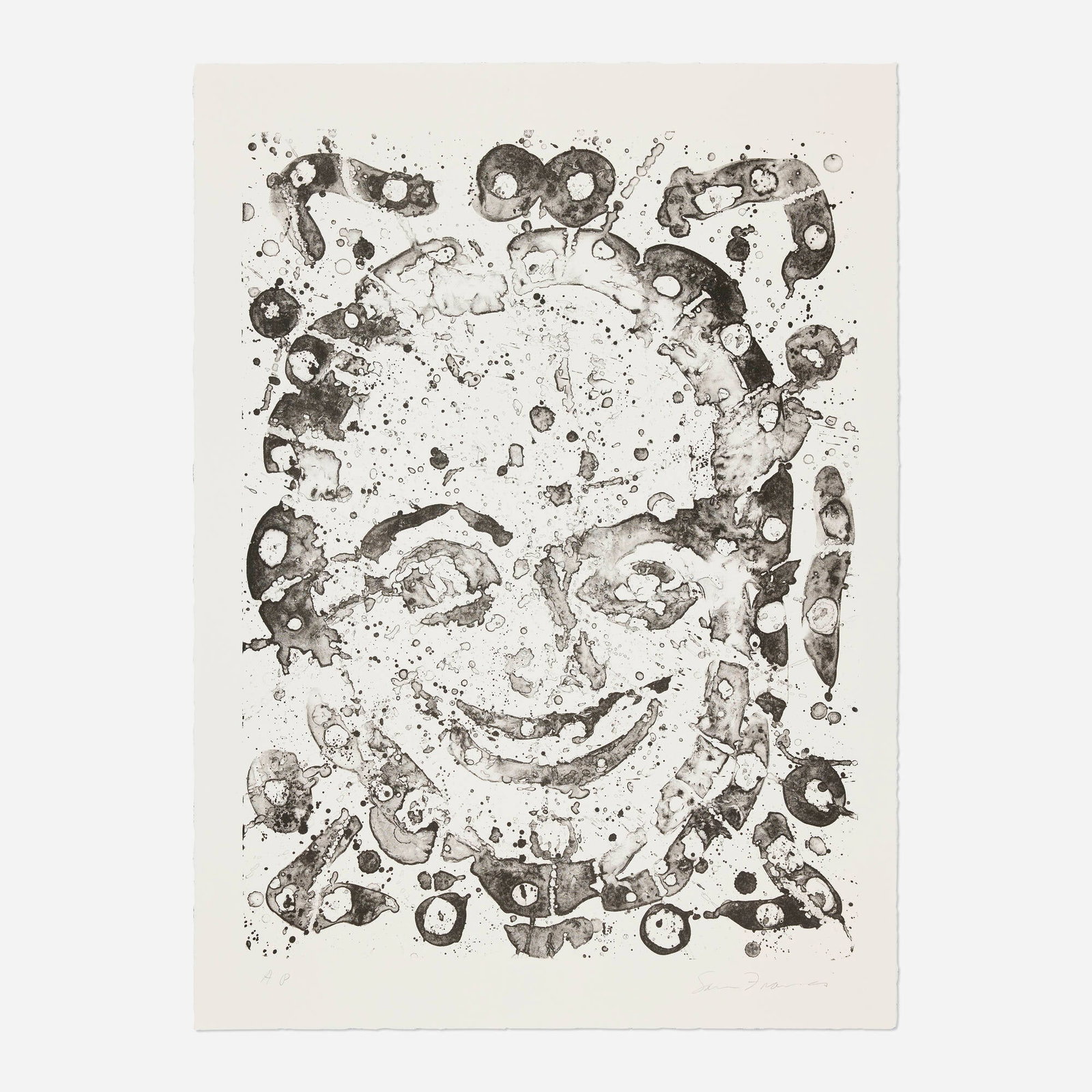 Sam Francis, Self-Portrait (SF-051): Sam Francis Self-Portrait (SF-051) 1976 lithograph on BFK Rives image: 25.75 h x 19.25 w in (65 x 49 cm) sheet: 30 h x 22 w in (76 x 56 cm) The proceeds from the sale of this work will benefit the