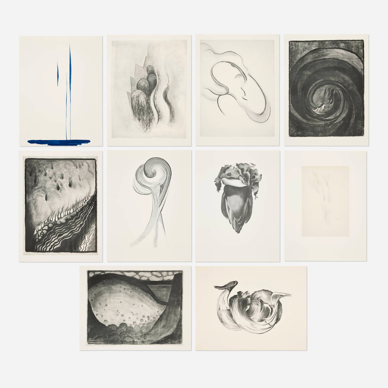 Georgia O'Keeffe, Drawings: Georgia O'Keeffe Drawings 1968 offset lithograph in colors on BFK Rives and Arches Cover image (largest): 21.75 h x 17 w in (55 x 43 cm) image (smallest): 10.875 h x 16 w in (28 x 41 cm) sheet (each):