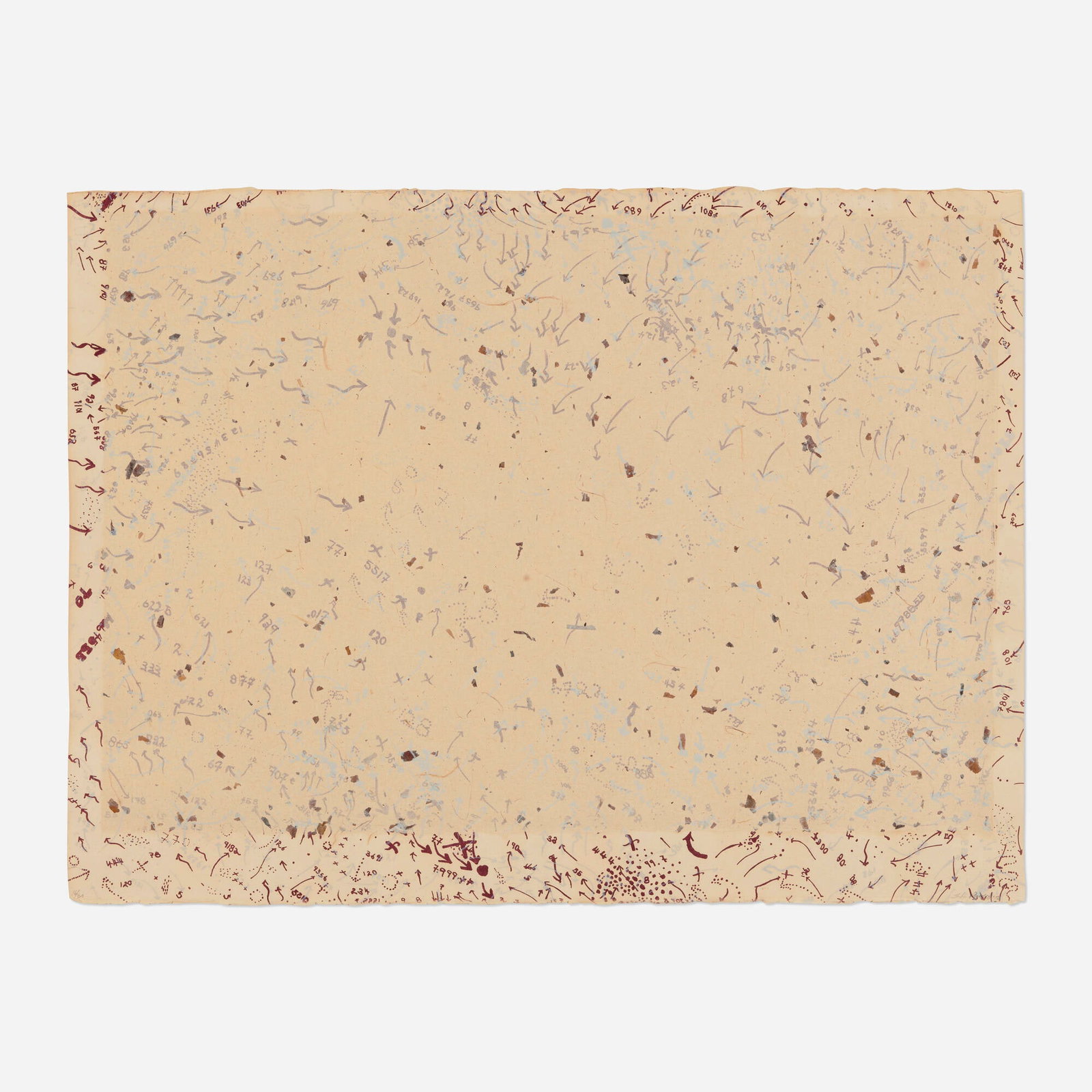 Howardena Pindell, Untitled: Howardena Pindell Untitled 1976 lithograph in colors 22.375 h x 30.125 w in (57 x 77 cm) Signed, dated, and numbered to lower edge '16/30 Ho Pindell '76'. This work is number 16 from th