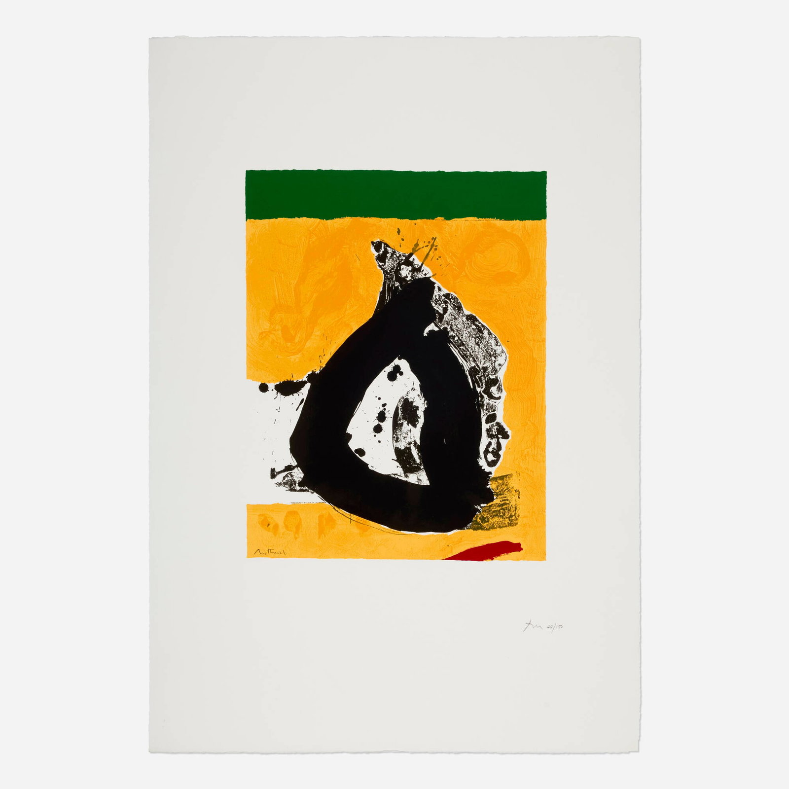Robert Motherwell, Untitled (from the Basque suite): Robert Motherwell Untitled (from the Basque suite) 1971 lithograph in colors on J.B. Green image: 22.25 h x 17.25 w in (57 x 44 cm) sheet: 40.625 h x 28 w in (103 x 71 cm) Signed and numbered to