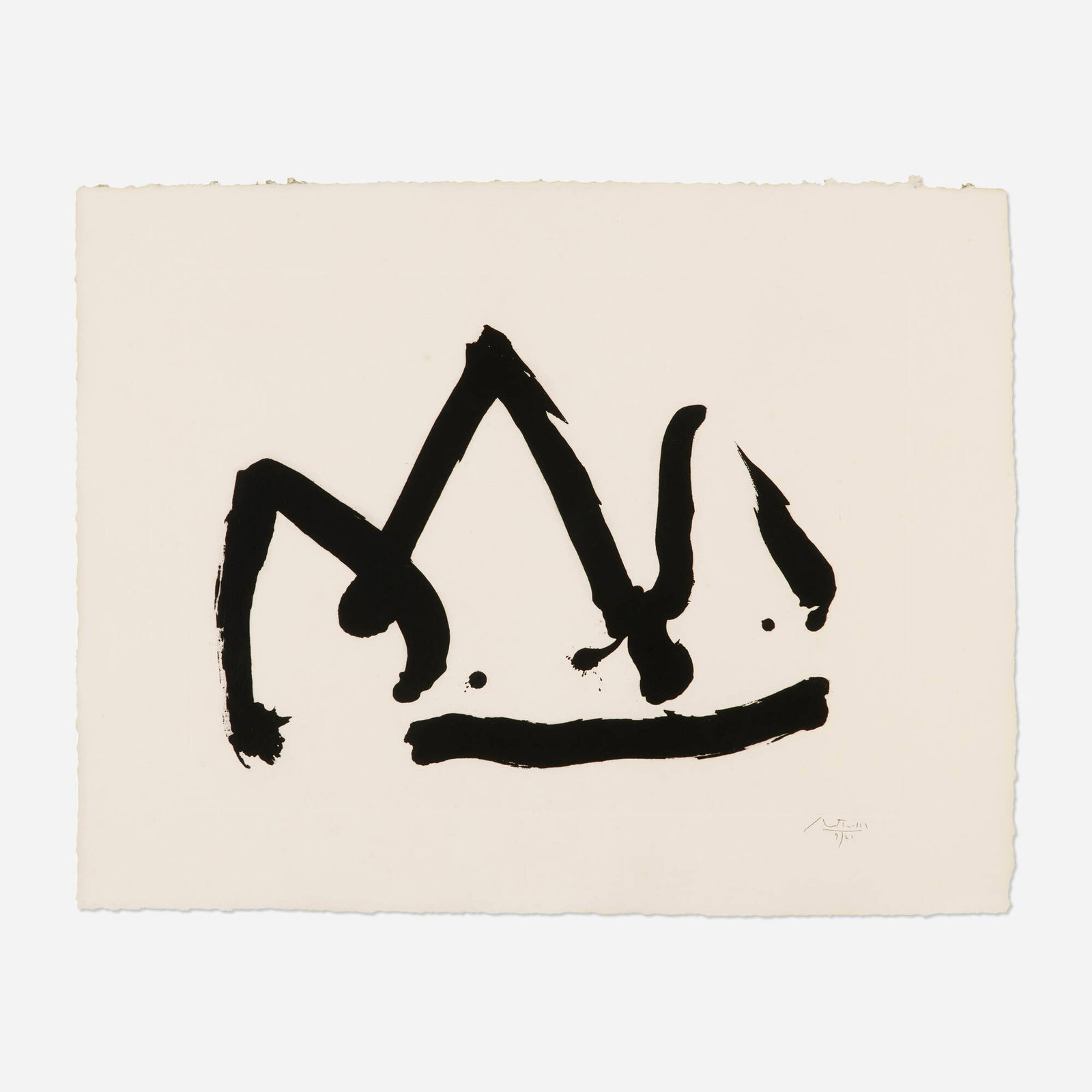 Robert Motherwell, Black Mountain (State 1): Robert Motherwell Black Mountain (State 1) 1983 lift-ground etching and aquatint on white Georges Duchene Hawthorne of Larroque handmade image: 14.75 h x 20.5 w in (37 x 52 cm) sheet: 24 h x 30.75 w