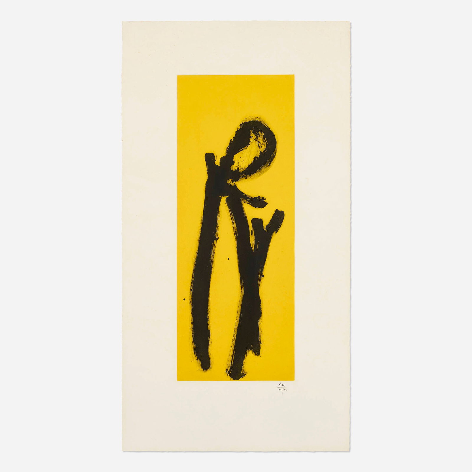 Robert Motherwell, Yellow Chord: Robert Motherwell Yellow Chord 1981 etching and aquatint in colors on German Etching image: 27.5 h x 10.5 w in (70 x 27 cm) sheet: 38.75 h x 20.5 w in (98 x 52 cm) Signed and numbered to lower edge &#