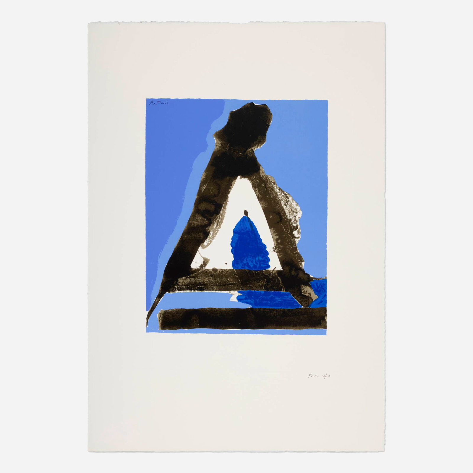 Robert Motherwell, Untitled (from the Basque suite): Robert Motherwell Untitled (from the Basque suite) 1971 screenprint in colors on J.B. Green image: 22.25 h x 17.125 w in (57 x 43 cm) sheet: 40.75 h x 28.25 w in (104 x 72 cm) Signed and numbered to l