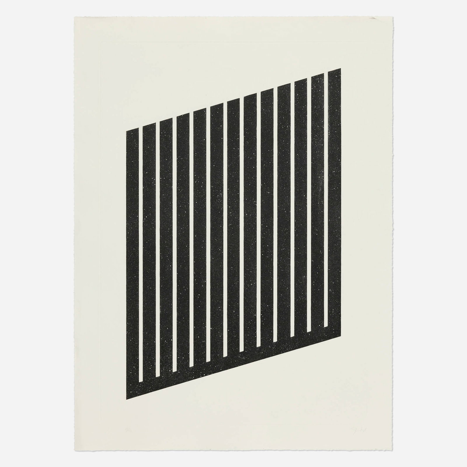 Donald Judd, Untitled: Donald Judd Untitled 1978-79 etching and aquatint image: 30 h x 19.875 w in (76 x 50 cm) sheet: 40 h x 29.25 w in (102 x 74 cm) Signed and numbered to lower edge '25/175 Judd' with
