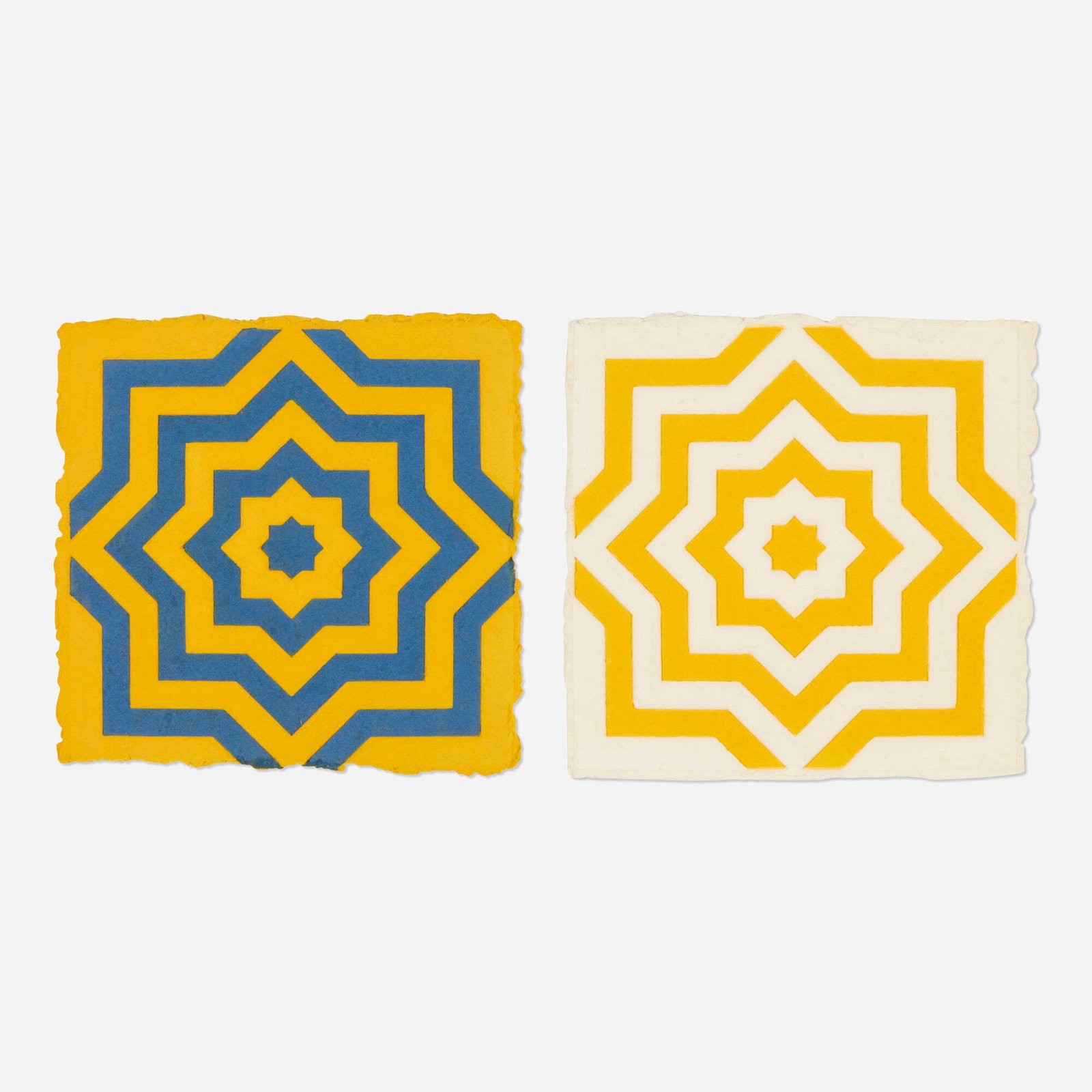 Sol LeWitt, Stars - Eight Pointed (diptych): Sol LeWitt Stars - Eight Pointed (diptych) 1996 monoprint with embossing on handmade paper each: 8.5 h x 8.5 w in (22 x 22 cm) Dated and inscribed to verso of each sheet 'TPP/SOL TP#283'