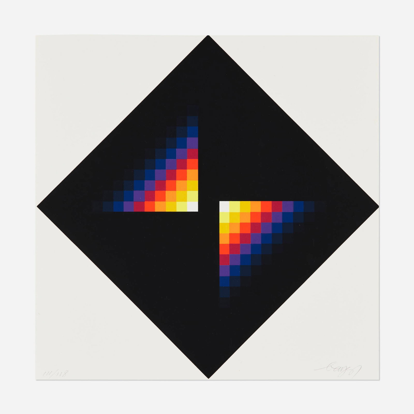 Herbert Bayer, December: Herbert Bayer December 1969 screenprint in colors image: 11.75 h x 11.75 w in (30 x 30 cm) sheet: 11.875 h x 11.875 w in (30 x 30 cm) This image was part of the 1969 calendar project for Edition