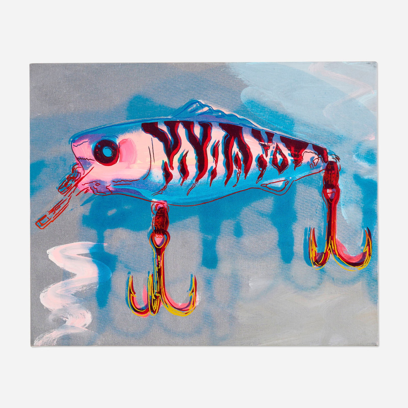 Rupert Jasen Smith, Fishing Lure #20: Rupert Jasen Smith Fishing Lure #20 1987 screenprint in colors on canvas 18 h x 22 w in (46 x 56 cm) Signed and dated to verso 'Rupert Jasen Smith 1987'. This work is from the edition of unk