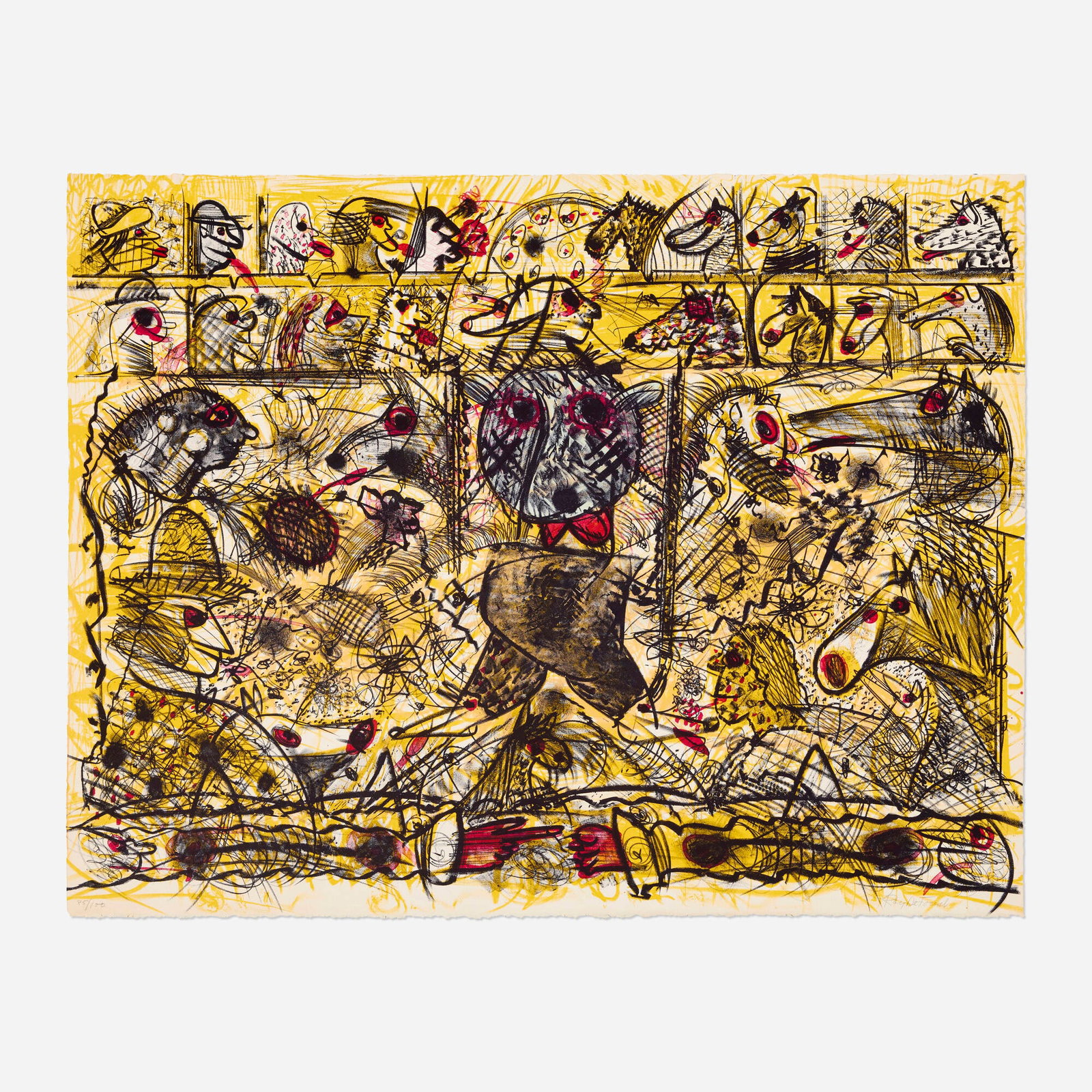 Roy De Forest, Walking: Roy De Forest Walking 1987 lithograph in colors 24.75 h x 31.5 w in (63 x 80 cm) Signed and numbered to lower edge '85/100 Roy De Forest'. This work is number 85 from the edition of 100