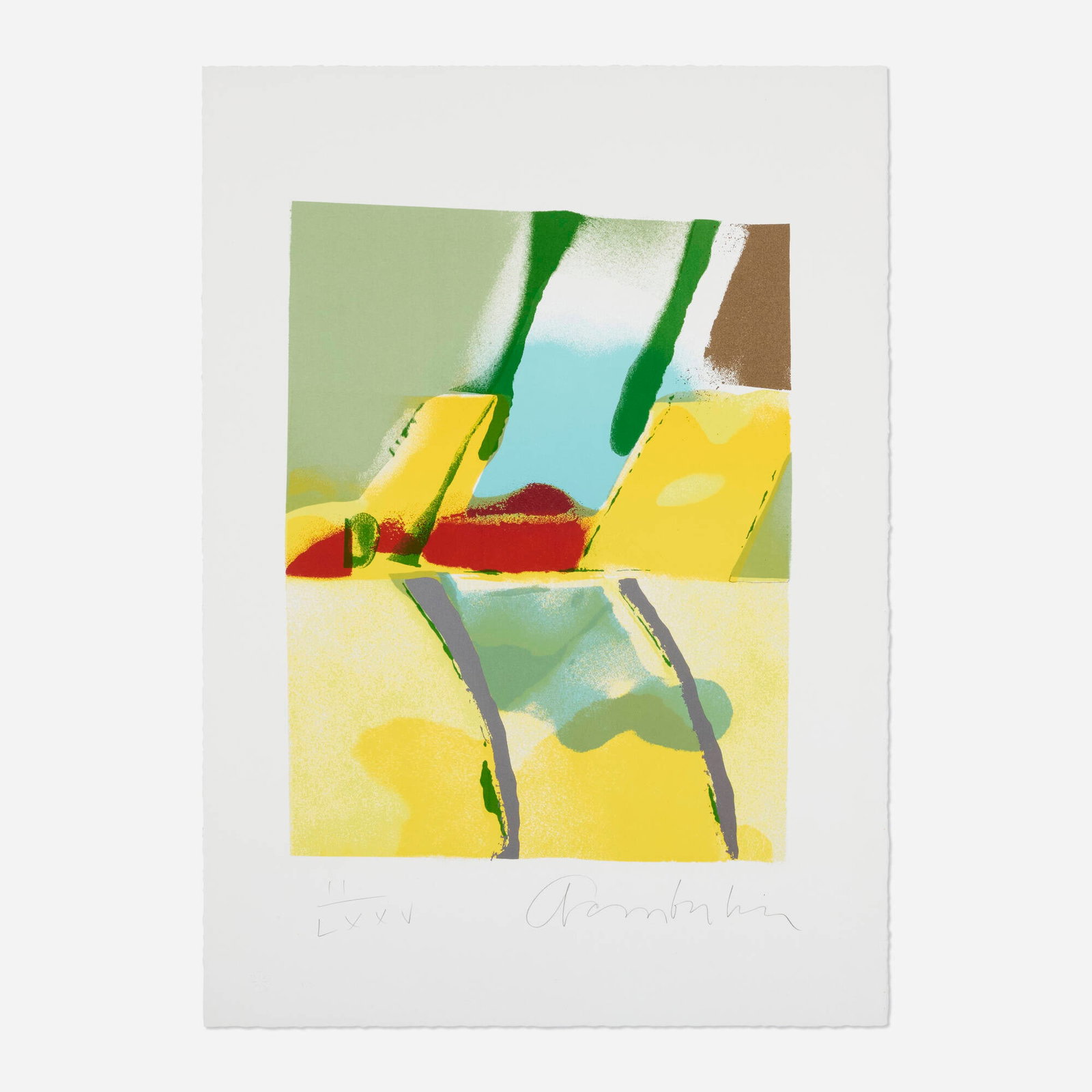 John Chamberlain, Flashback I: John Chamberlain Flashback I 1981 screenprint in colors on Arches image: 19 h x 14.625 w in (48 x 37 cm) sheet: 27.875 h x 20 w in (71 x 51 cm) Signed and numbered to lower edge 'II/LXXV