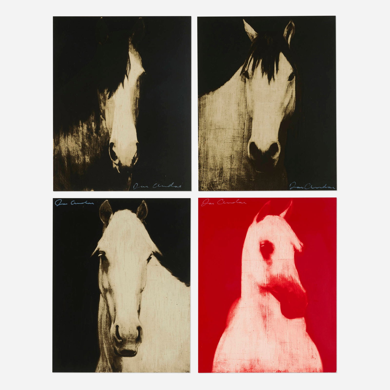 Joe Andoe, Four Horses: Joe Andoe Four Horses 1994 screenprint in colors sheet (each): 23.875 h x 19 w in (61 x 48 cm) Signed to upper left of two works 'Joe Andoe'. Signed to lower right of two works 'Joe