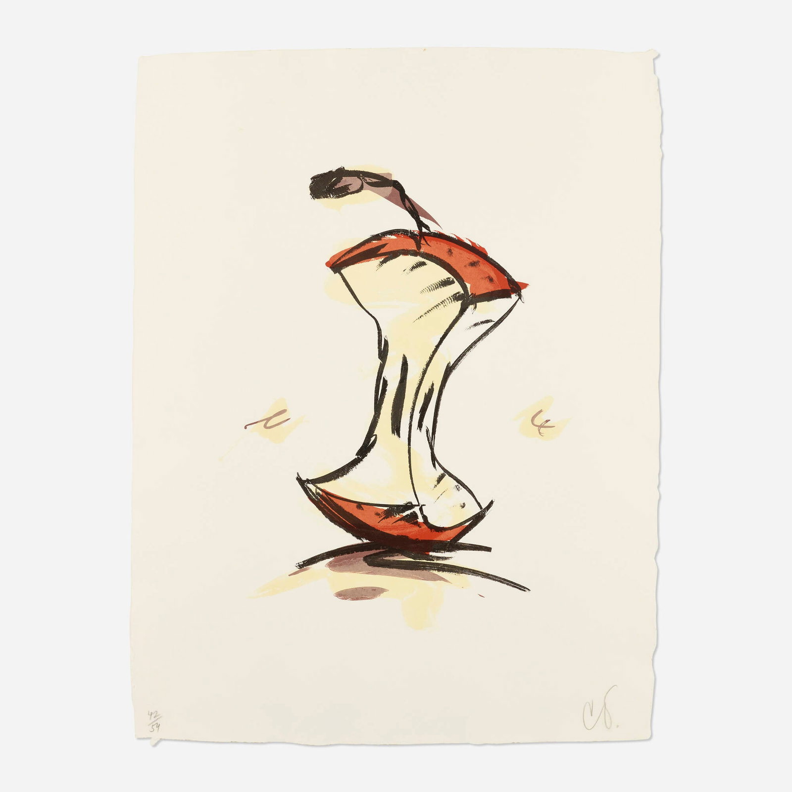 Claes Oldenburg, Apple Core - Summer: Claes Oldenburg Apple Core - Summer 1990 lithograph in colors image: 27.5 h x 21 w in (70 x 53 cm) sheet: 40.75 h x 31 w in (104 x 79 cm) Signed and numbered to lower edge '42/54 CO' with