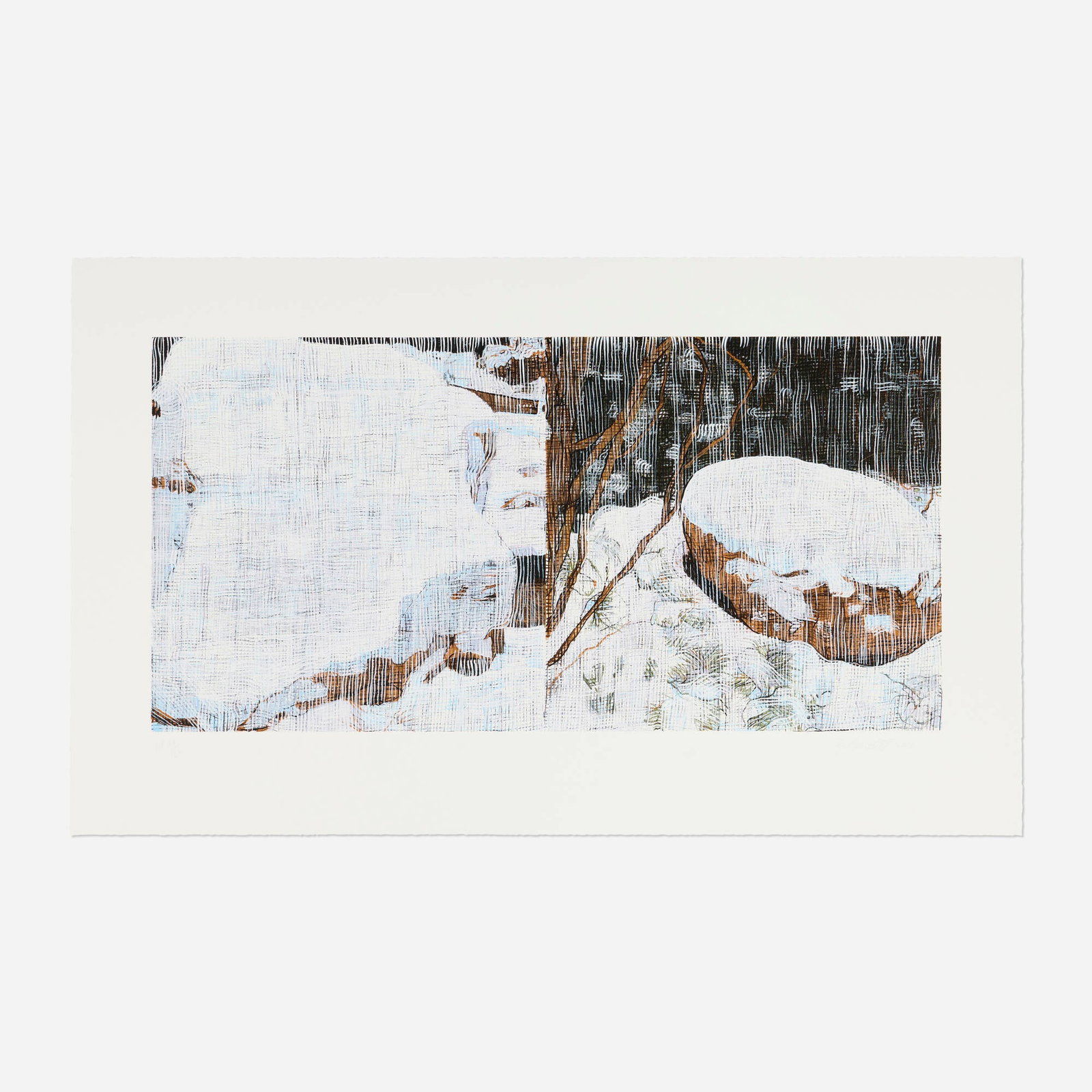 Jennifer Bartlett, Two Boulders: Jennifer Bartlett Two Boulders 2011 screenprint in colors image: 15 h x 30 w in (38 x 76 cm) sheet: 22 h x 36 w in (56 x 91 cm) Signed, dated and numbered to lower edge 'AP 14/20 J Bartlett