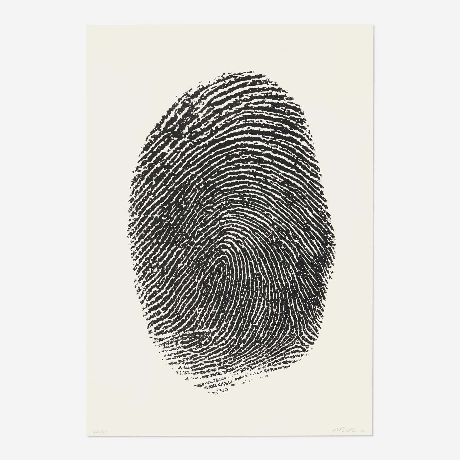 Mike Bidlo, Not Manzoni: Mike Bidlo Not Manzoni 2015 lithograph image: 15.625 h x 10.125 w in (40 x 26 cm) sheet: 19.75 h x 13.875 w in (50 x 35 cm) Signed, dated, and numbered to lower edge '22/60 Mike Bidlo 15'.