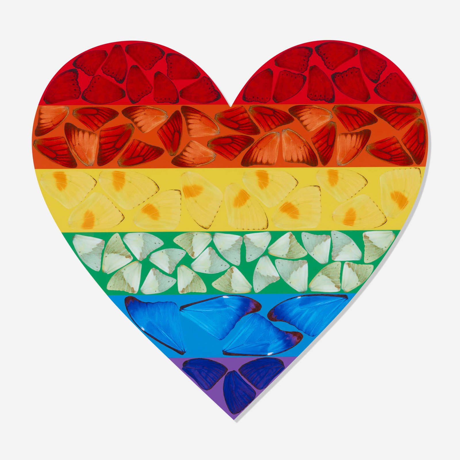 Damien Hirst, Butterfly Heart (Large): Damien Hirst Butterfly Heart (Large) 2020 laminated giclee print on aluminum composite panel 27.5 h x 28.375 w in (70 x 72 cm) Digital signature to label to verso 'Damien Hirst'. This work i