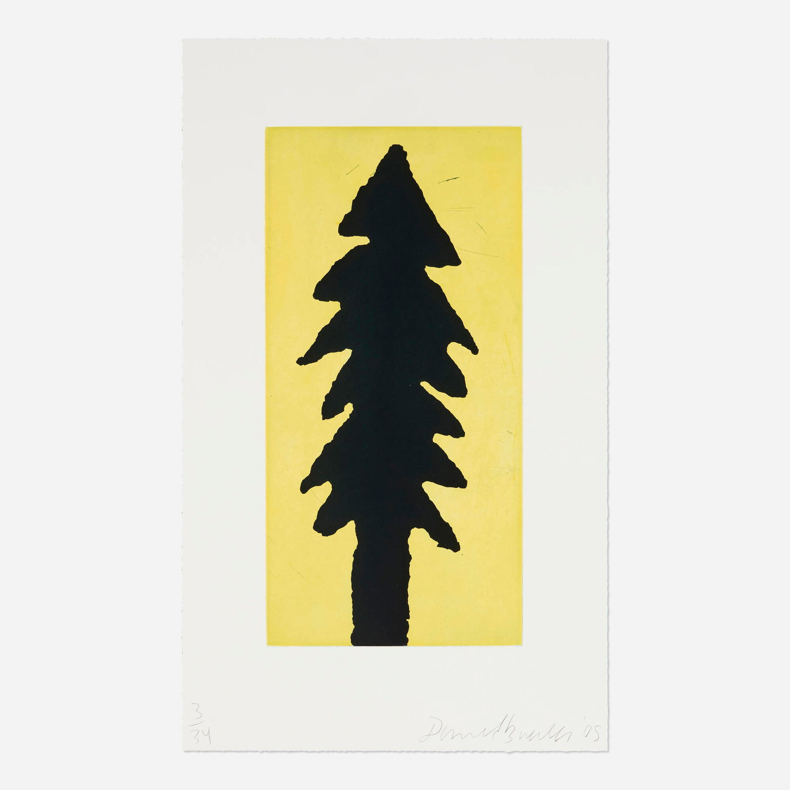 Donald Baechler, Blue Spruce: Donald Baechler Blue Spruce 2005 aquatint and drypoint in colors image: 22 h x 11 w in (56 x 28 cm) sheet: 30 h x 18 w in (76 x 46 cm) Signed, dated and numbered to lower edge '3/34 Donald Baechl