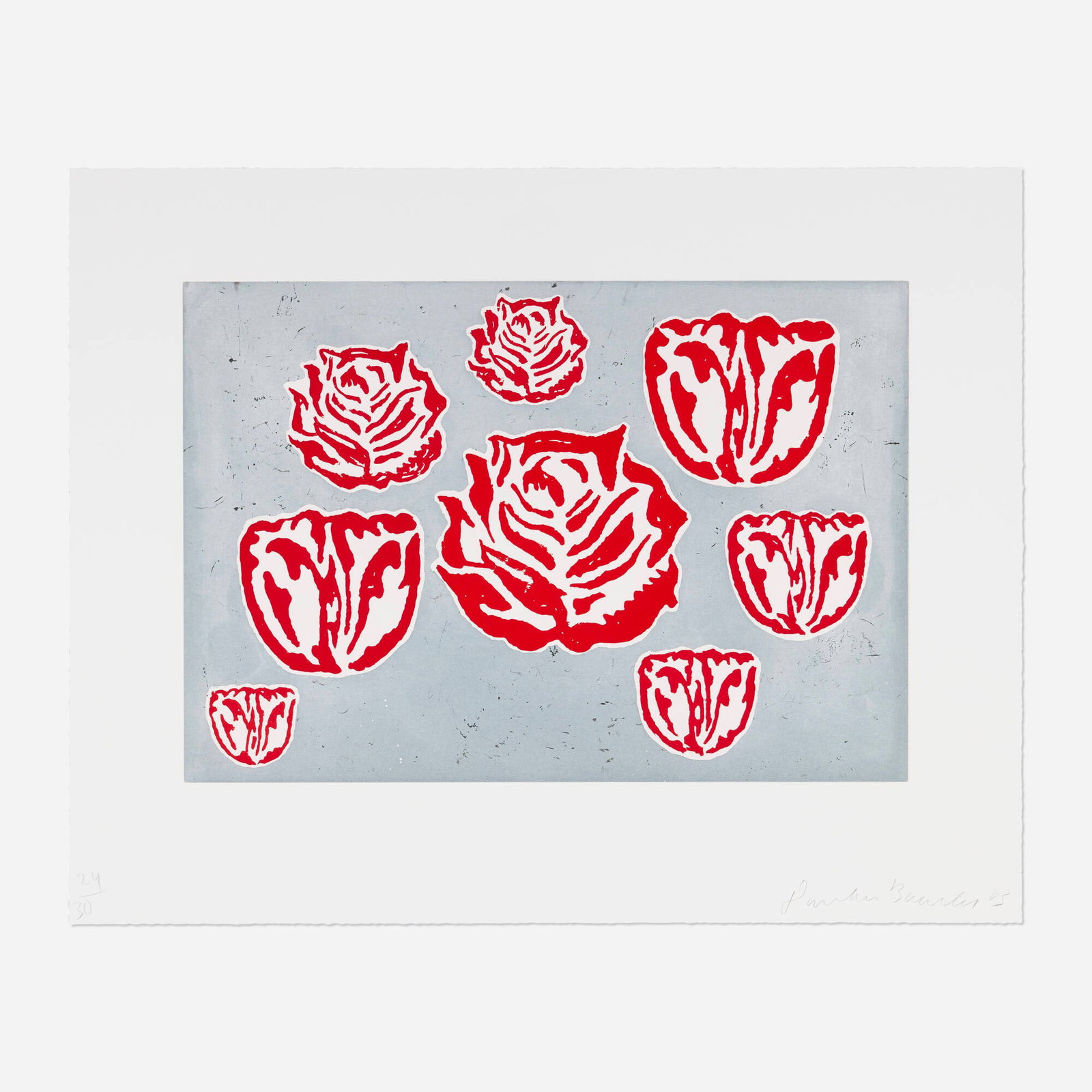 Donald Baechler, Szechuan Garden: Donald Baechler Szechuan Garden 2003 soft-ground etching and aquatint in colors on Hahnemuhle image: 18 h x 26 w in (46 x 66 cm) sheet: 27 h x 34 w in (69 x 86 cm) Signed, dated and numbered to lower 