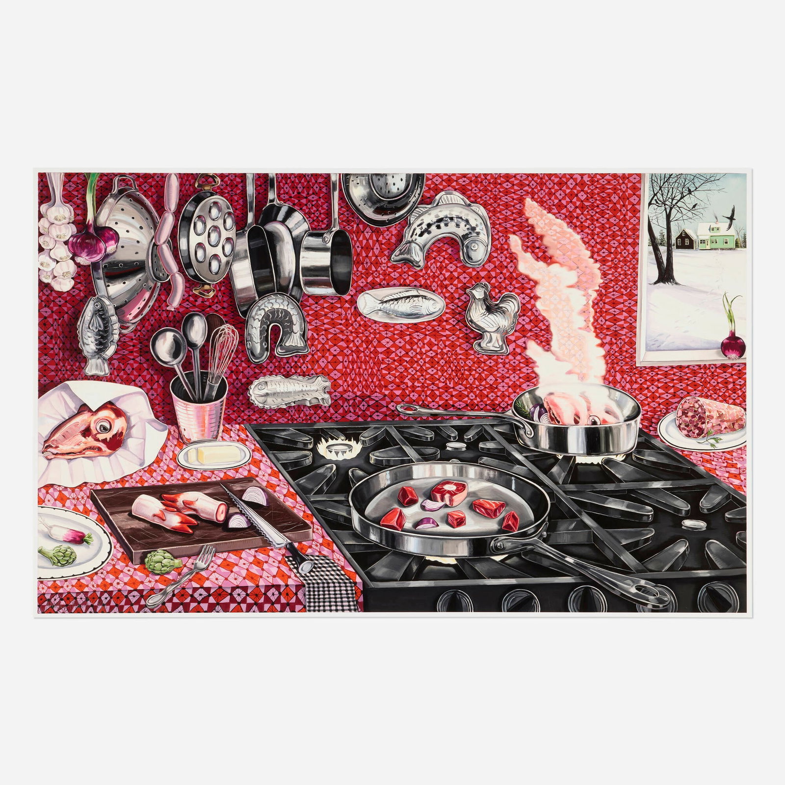 Nikki Maloof, The Red Interior (View From My Studio): Nikki Maloof The Red Interior (View From My Studio) 2021 archival pigment print image: 22 h x 35.5 w in (56 x 90 cm) sheet: 22.5 h x 36 w in (57 x 91 cm) Signed and numbered to lower left 'Nikki