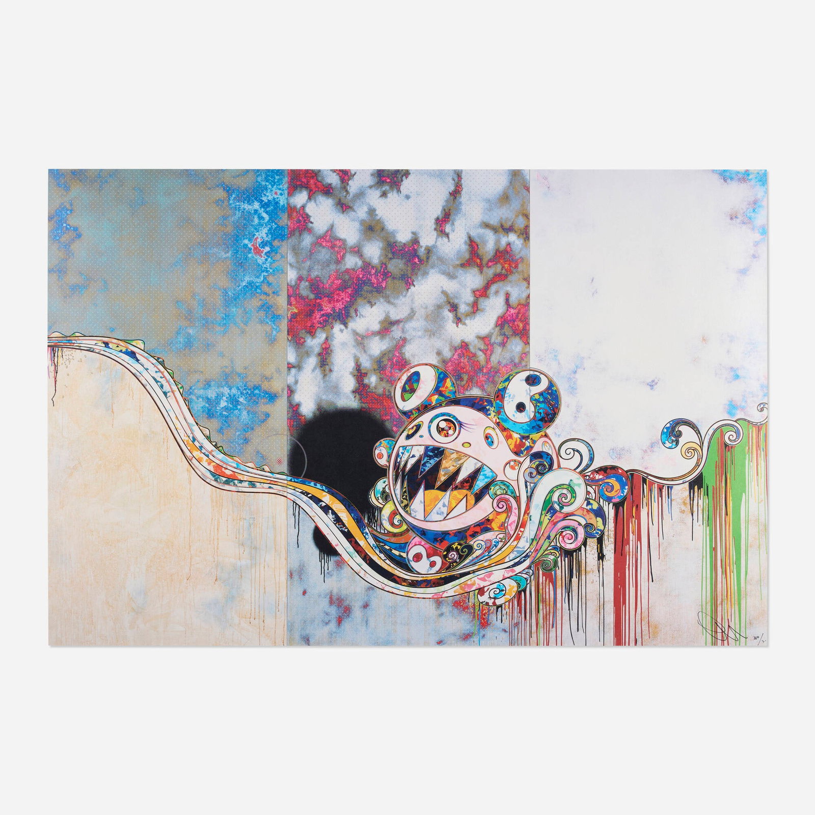 Takashi Murakami, 727x777: Takashi Murakami 727x777 2016 offset lithograph in colors sight: 25 h x 37.75 w in (63 x 96 cm) Signed and numbered to lower right 'Murakami 200/300'. This work is number 200 from the
