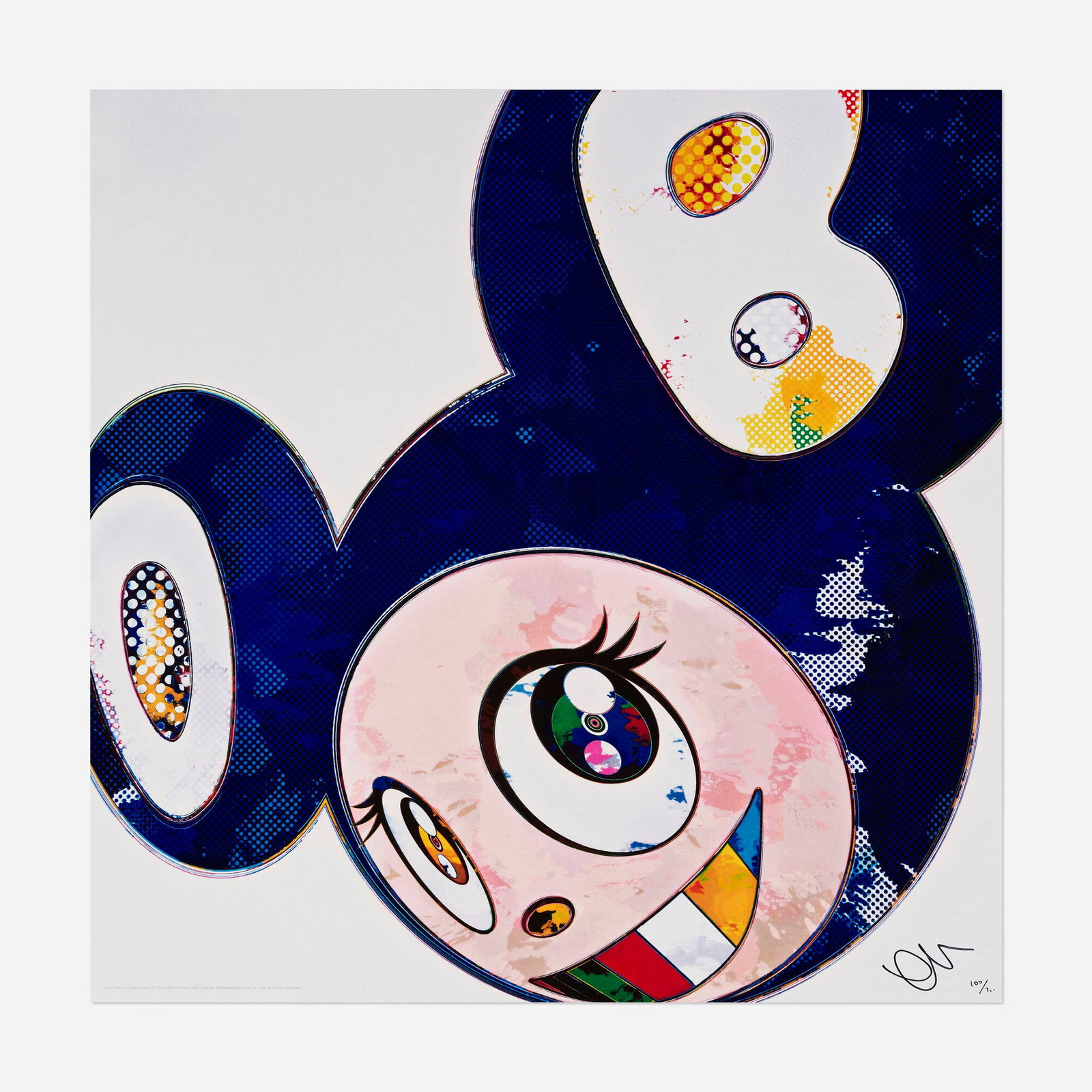 Takashi Murakami, And Then x6 (Blue: The Superflat Method): Takashi Murakami And Then x6 (Blue: The Superflat Method) 2013 offset lithograph in colors 19.5 h x 19.5 w in (50 x 50 cm) Signed and numbered to lower right 'Takashi Murakami 100/300'. This work is