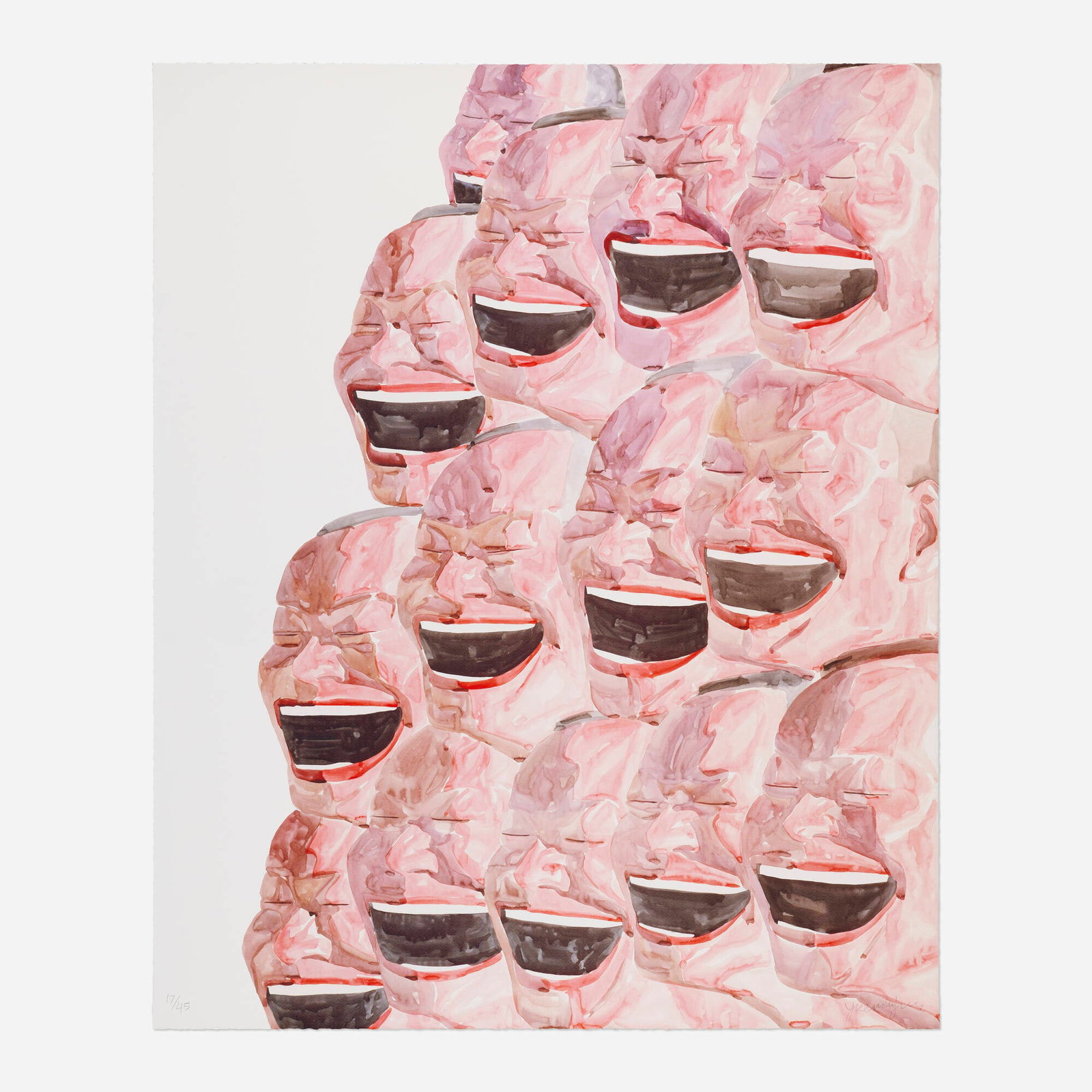 Yue Minjun, Untitled (Smile-ism No. 13): Yue Minjun Untitled (Smile-ism No. 13) 2006 lithograph in colors 43.25 h x 35.25 w in (110 x 90 cm) Signed and numbered to lower edge '17/45 Yue Minjun'. This work is number 17 from the