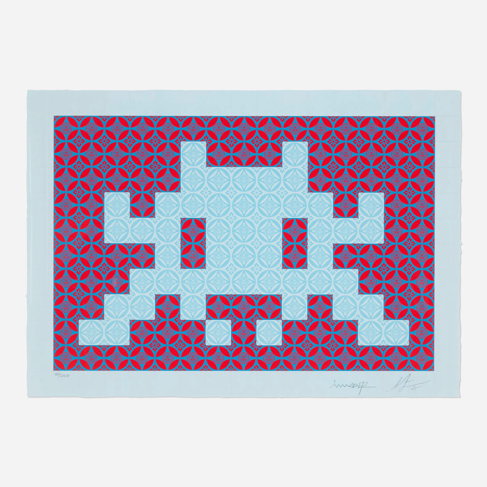 Invader and Shepard Fairey, Positive Space/Negative Space (Red/Blue) (from the Obey Invader series) (1 of 4)