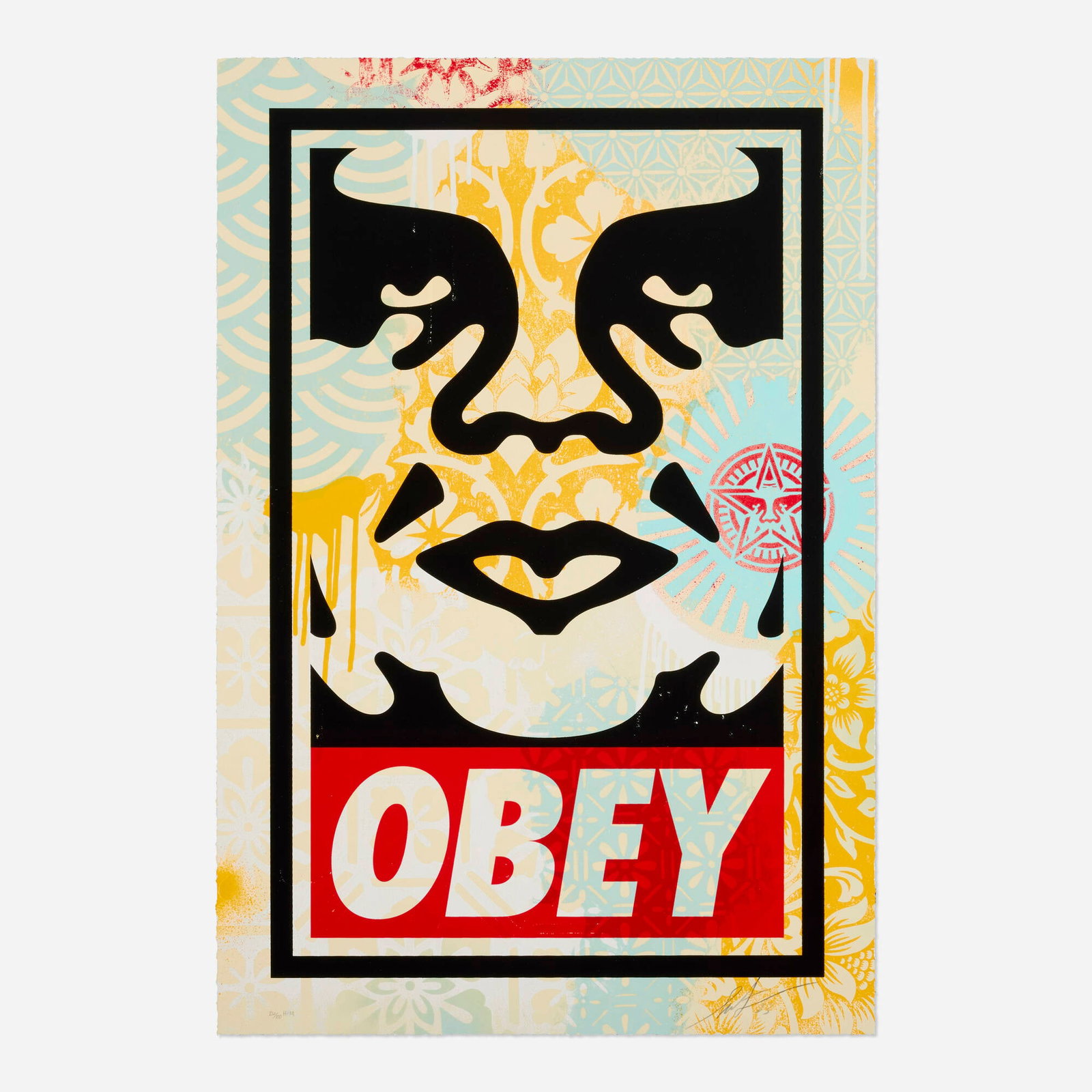 Shepard Fairey and Ernesto Yerena Montejano, Obey Icon: Shepard Fairey and Ernesto Yerena Montejano Obey Icon 2023 screenprint in colors on Coventry Rag, HPM 28 h x 19 w in (71 x 48 cm) Signed, dated and numbered to lower edge '26/100 HPM SF 23'