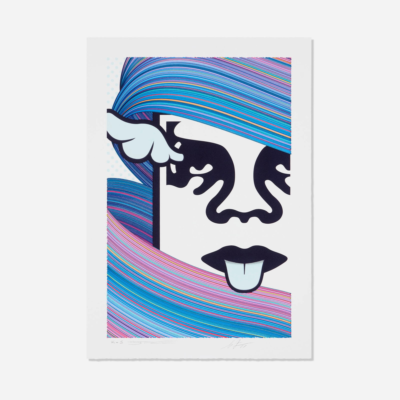 D*Face X Kai & Sunny X Shepard Fairey, Obey Unity: D*Face X Kai & Sunny X Shepard Fairey Obey Unity 2021 screenprint in colors with marker and gel pen image: 20.125 h x 13.375 w in (51 x 34 cm) sheet: 23.375 h x 18.5 w in (59 x 47 cm) Signed and