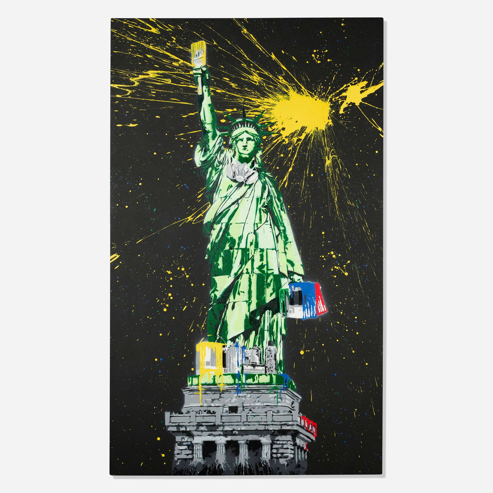 Mr. Brainwash, Liberty: Mr. Brainwash Liberty 2010 screenprint in colors with hand-additions on canvas 60 h x 36 w in (152 x 91 cm) Signed to figure's right arm 'Mr. Brainwash'. Signed, dated, numbered, and in