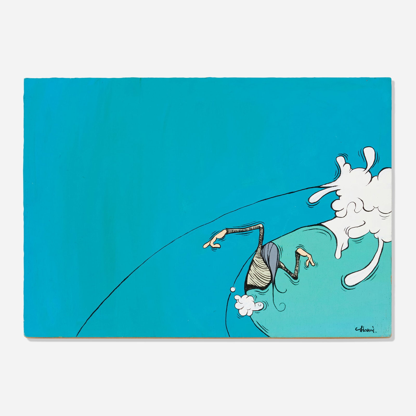 Yusuke Hanai, Untitled: Yusuke Hanai Untitled acrylic on wood 8.25 h x 11.75 w in (21 x 30 cm) Signed to lower right 'Hanai'. Provenance: Greenroom, Honolulu | Acquired from the previous in 2012 by the present
