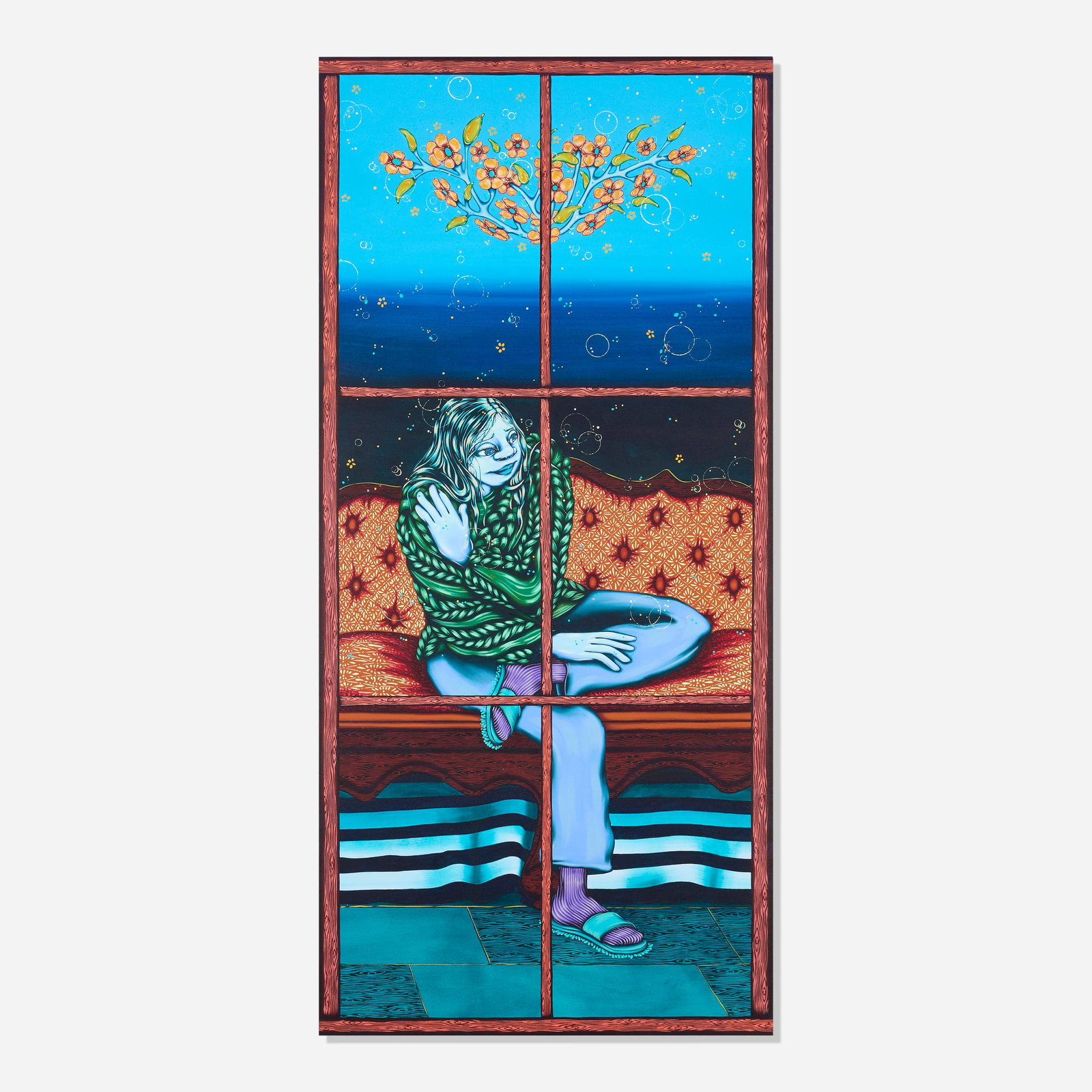 Zoe Blue M. , Holding on Yesterday: Zoe Blue M. Holding on Yesterday 2021 acrylic on canvas 92.5 h x 43 w in (235 x 109 cm) Signed and dated to verso 'Zoe Blue M 2021'. Provenance: Anat Ebgi, New York | Private Collection