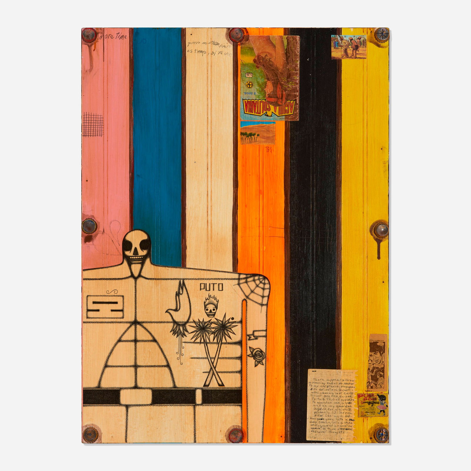 The Date Farmers (Armando Lerma and Carlos Ramirez), Puto: The Date Farmers (Armando Lerma and Carlos Ramirez) Puto 2007 mixed media collage on panel 32 h x 23.75 w in (81 x 60 cm) Provenance: New Image Art Gallery, Los Angeles | Private Collection